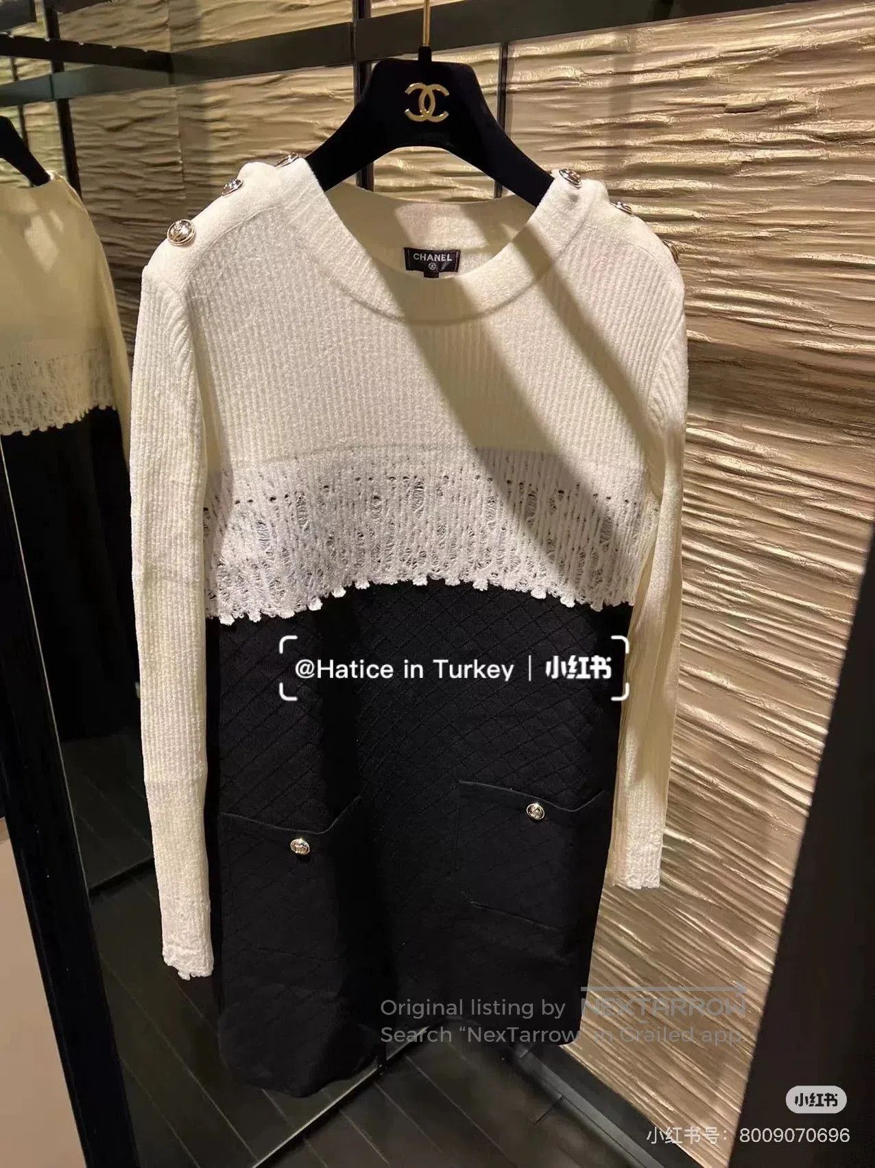 Chanel chanel black white knitted dress with lace. Size US S / EU 44-46 / 1 - 9 Thumbnail