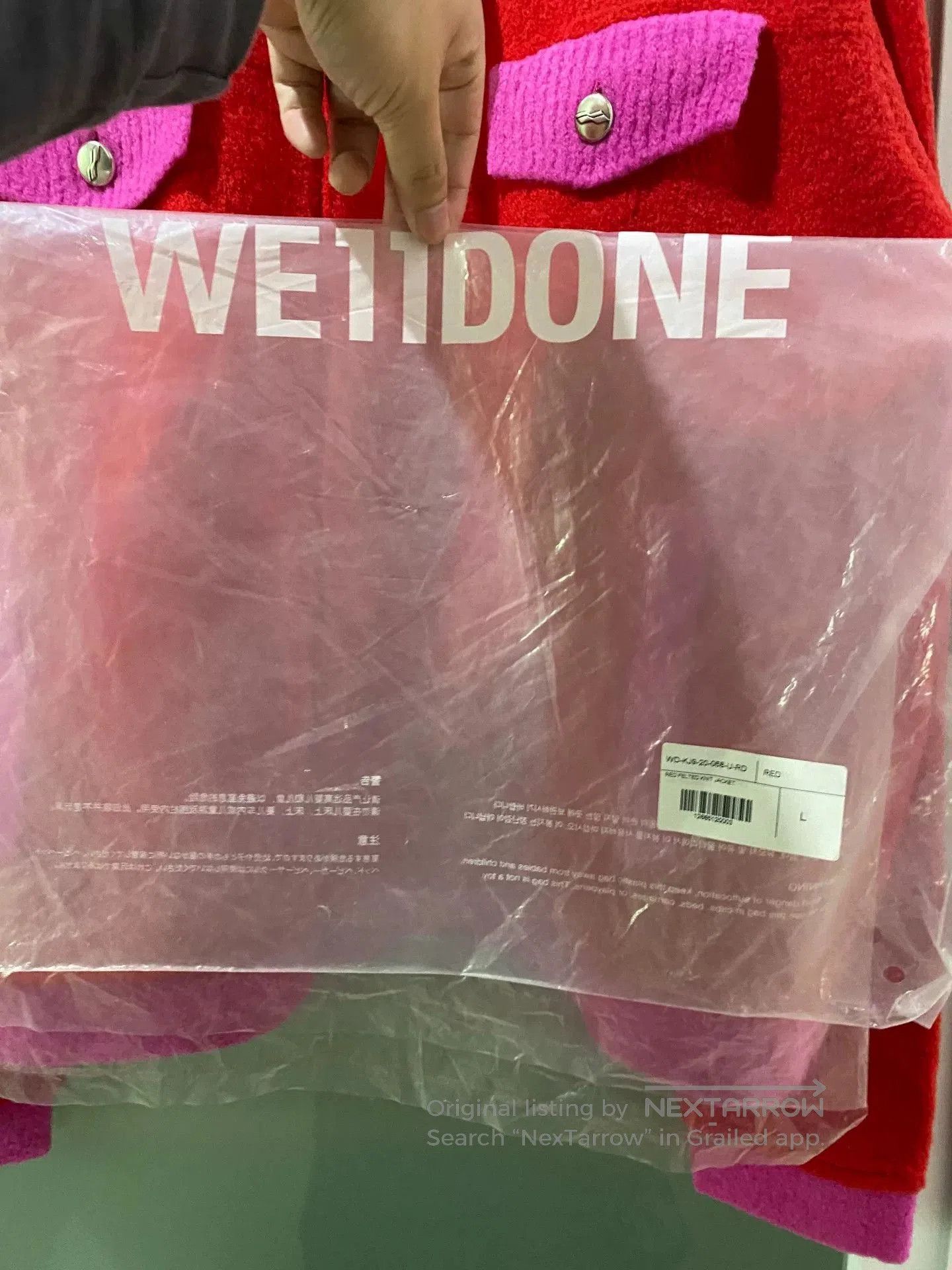 WE11DONE red and pink knit cardigan with logo. Size M / US 6-8 / IT 42-44 - 3 Thumbnail