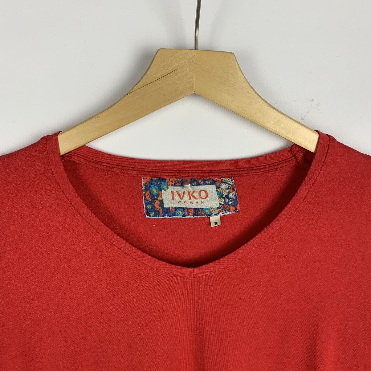 Other Ivko Woman V-Neck Long Sleeve T-Shirt Red Size 36 Luxury Size XS / US 0-2 / IT 36-38 - 9 Thumbnail
