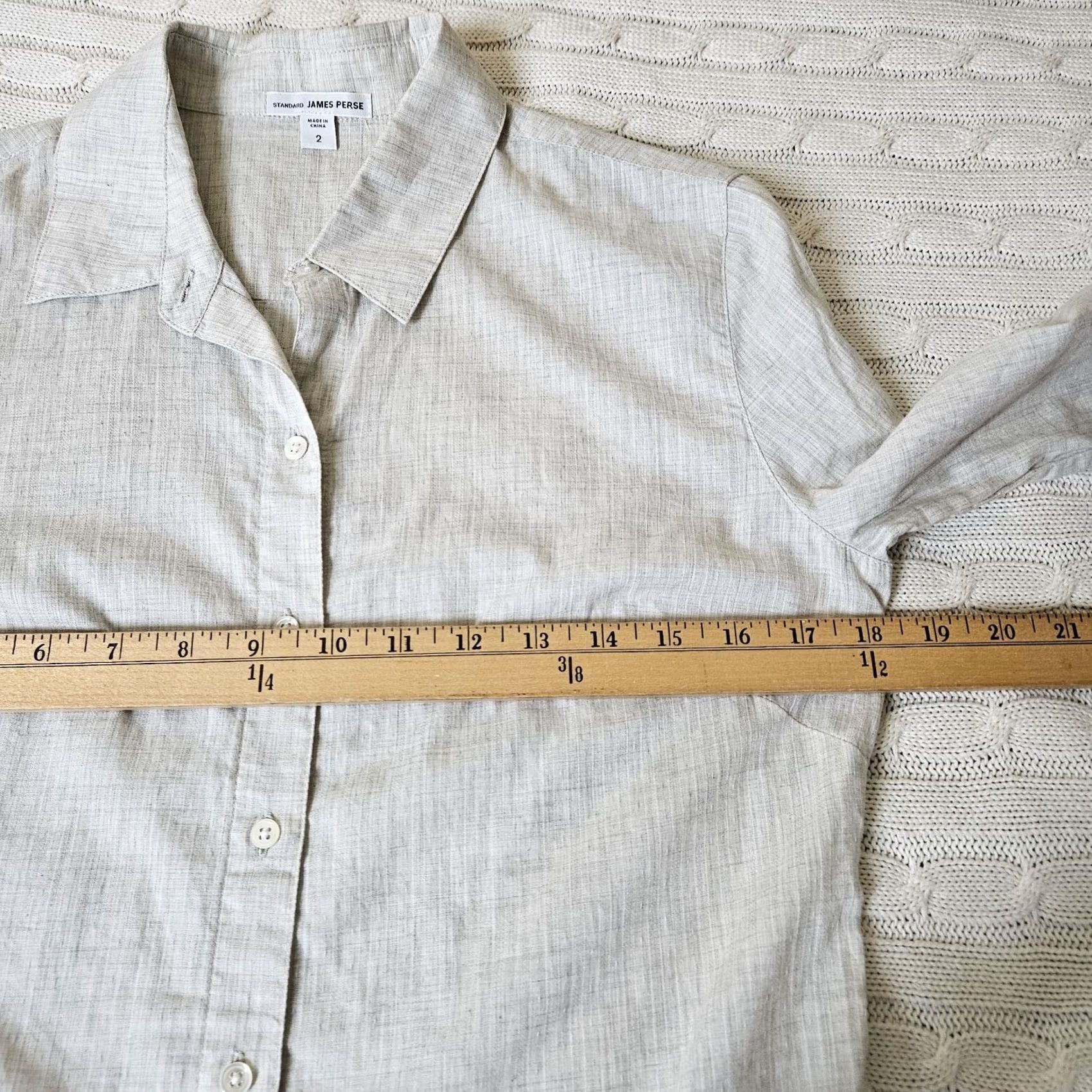 James Perse James Perse Women's Button-Up Shirt Long Sleeve Beige Size 2 Cotton Blend Top Slim Regular Modern Classic Size XS / US 0-2 / IT 36-38 - 6 Thumbnail
