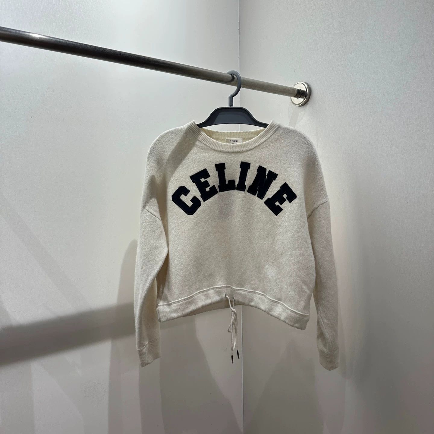 Celine Celine mar390 slogan letter cinched wool sweater XS Size XS / US 0-2 / IT 36-38 - 1 Thumbnail