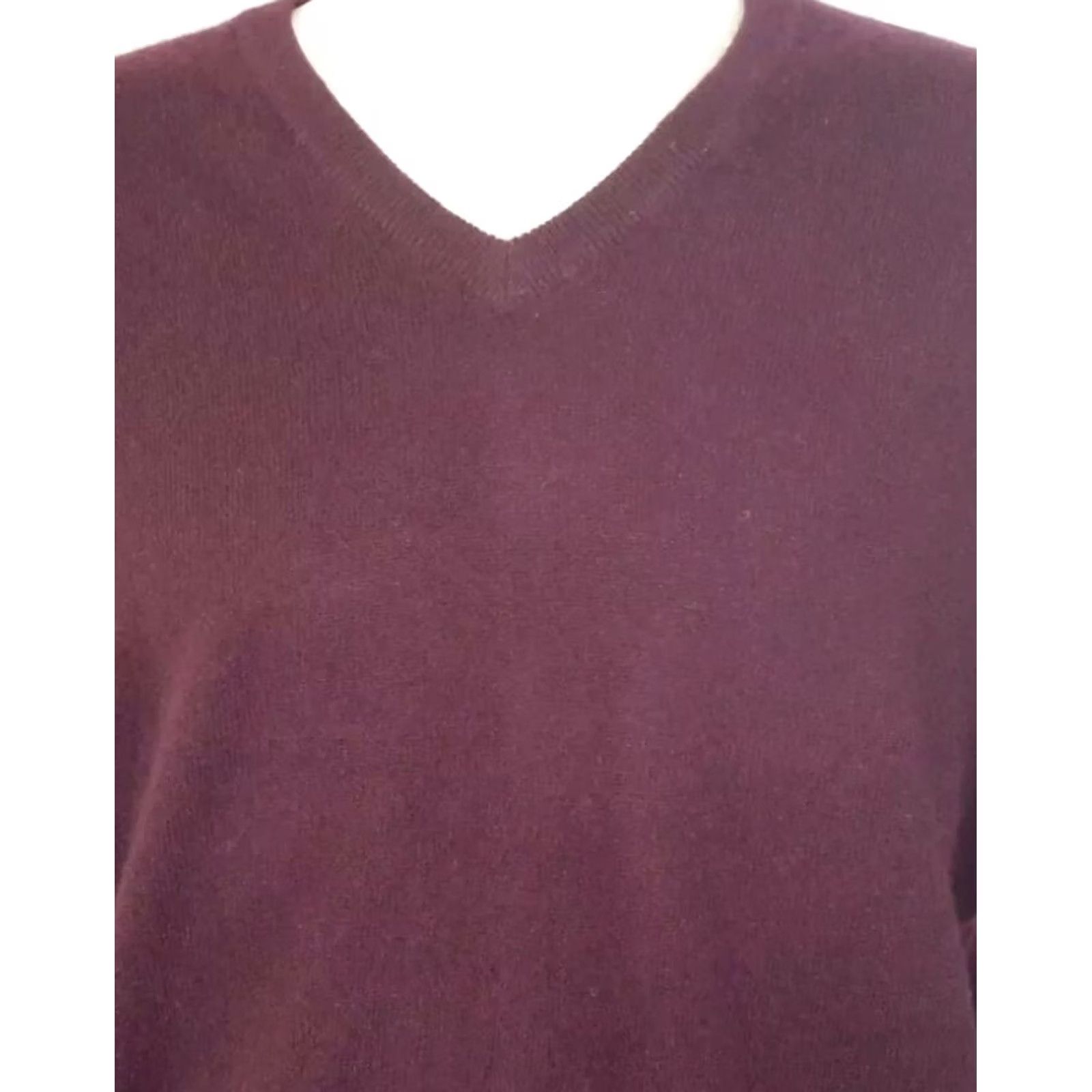Club Room Cashmere Mens Sweater CLUB ROOM 2 Ply V-Neck maroon/wine Long Sleeves Size L Size US L / EU 52-54 / 3 - 2 Thumbnail