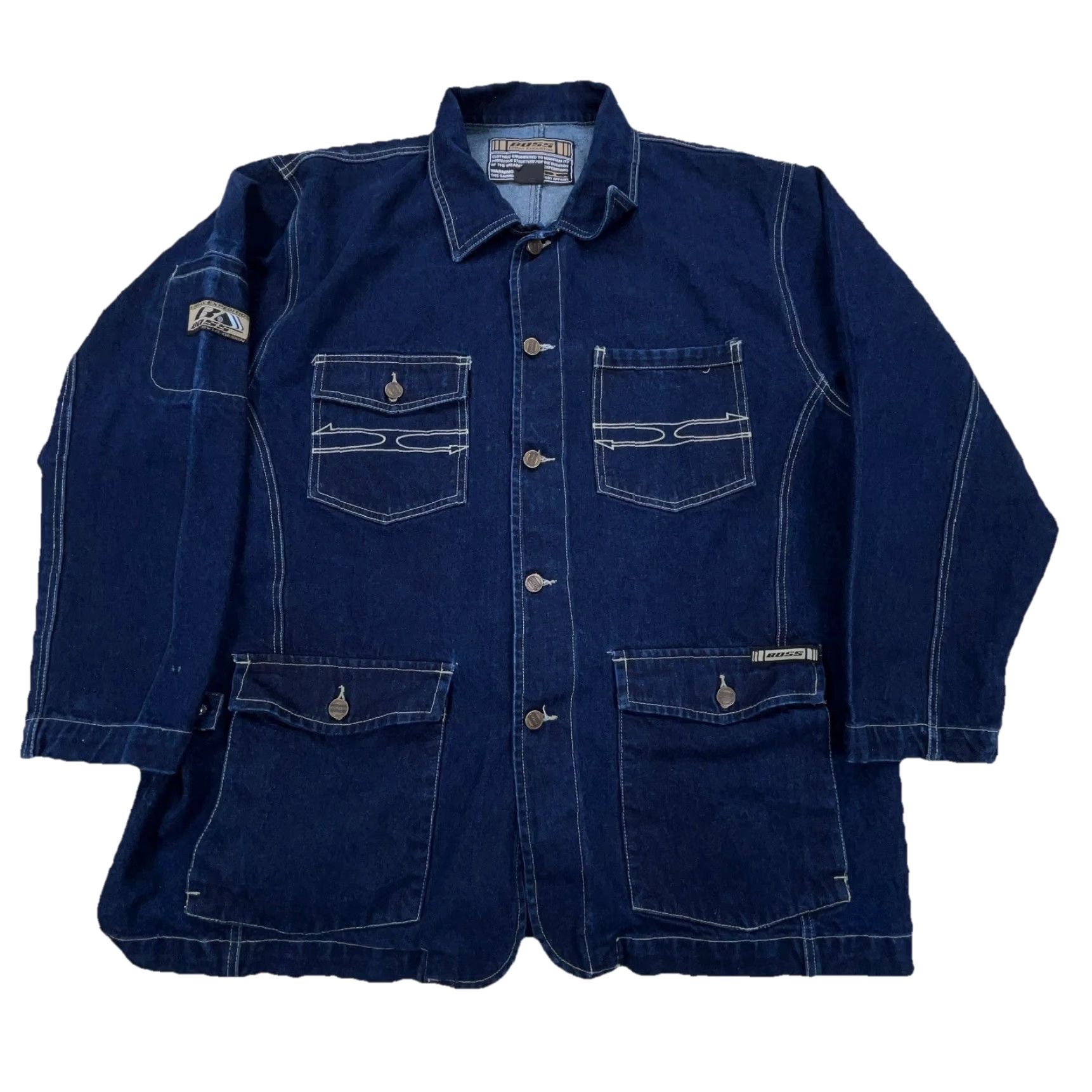 Vintage VINTAGE Boss Denim Jacket Men XL Chore Barm Urban Expedition Hip Hop USA Motorcycle Hipster Baggy Denim Jacket Men XL Blue Size US XL / EU 56 / 4 - 2 Thumbnail