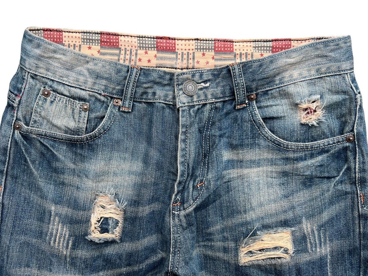 Japanese Brand Japan Distressed Patchwork Mudwash Denim Jeans 33x28 Size US 33 - 6 Thumbnail