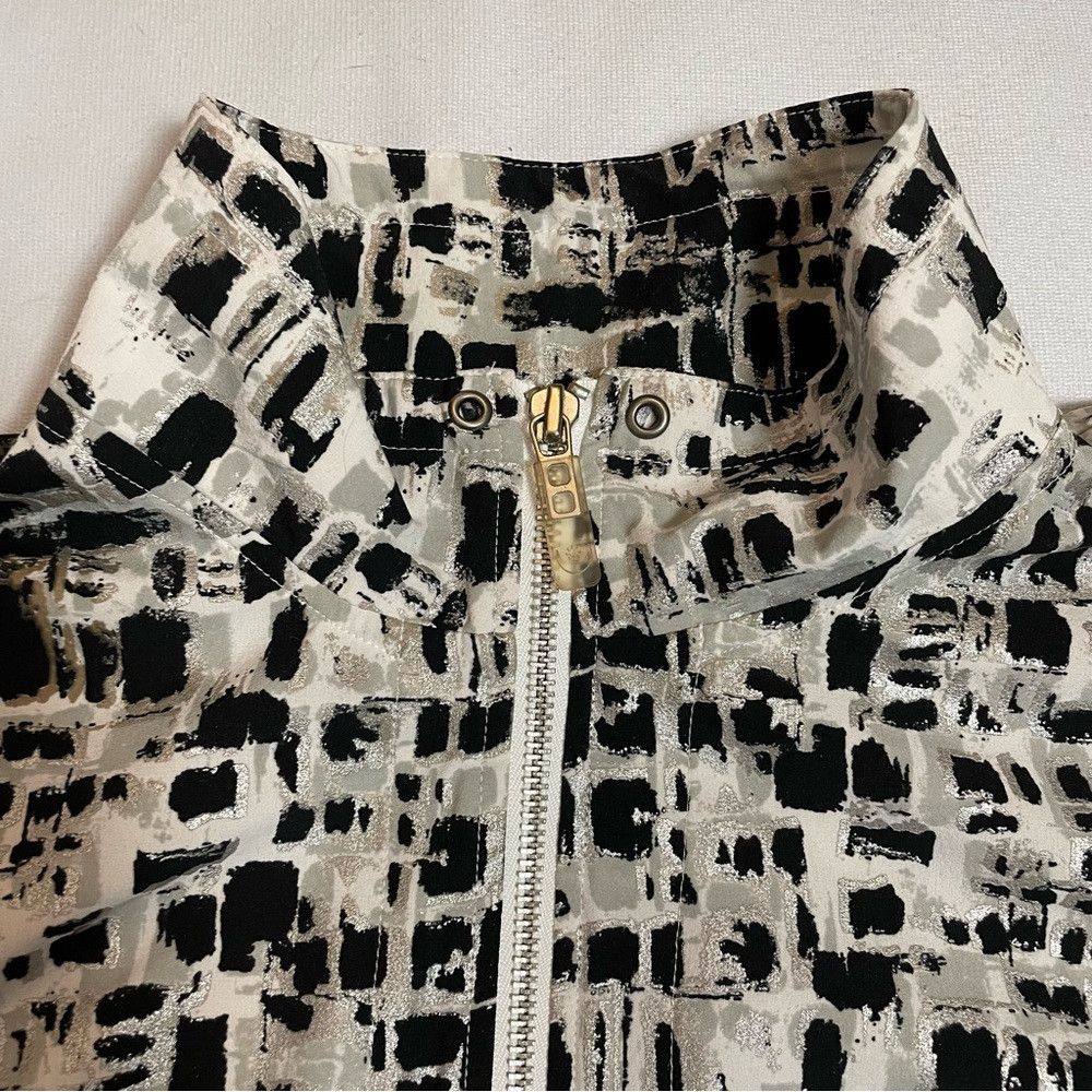 Chicos Zenergy By Chico's Black White Grey Brick Pattern Jacket Si Size L / US 10 / IT 46 - 8 Thumbnail