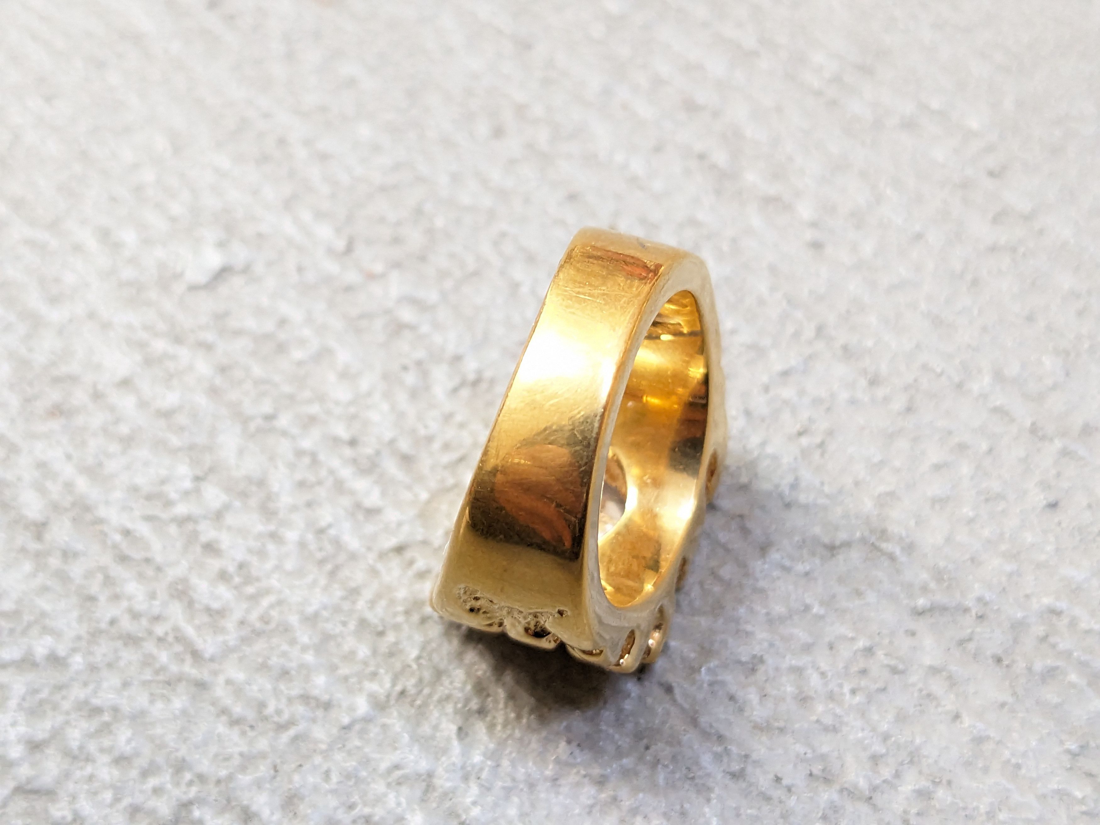 Jewelry Gold Plated Ring Nugget CZ Size 7 Brutalist Modern Square Size ONE SIZE - 8 Thumbnail