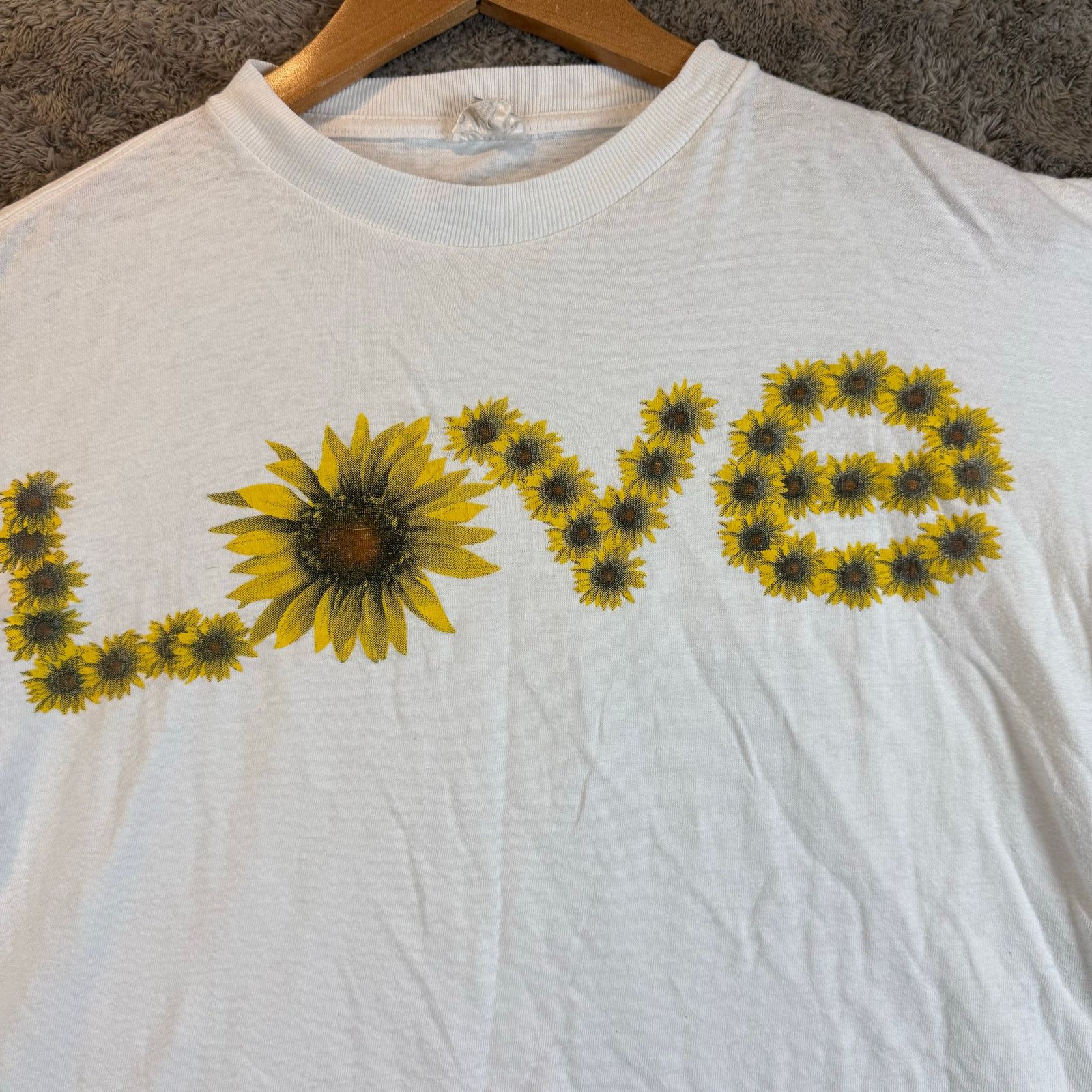 Vintage Vintage Love Sunflower Spellout Graphic Tee T Shirt L Size L / US 10 / IT 46 - 2 Thumbnail
