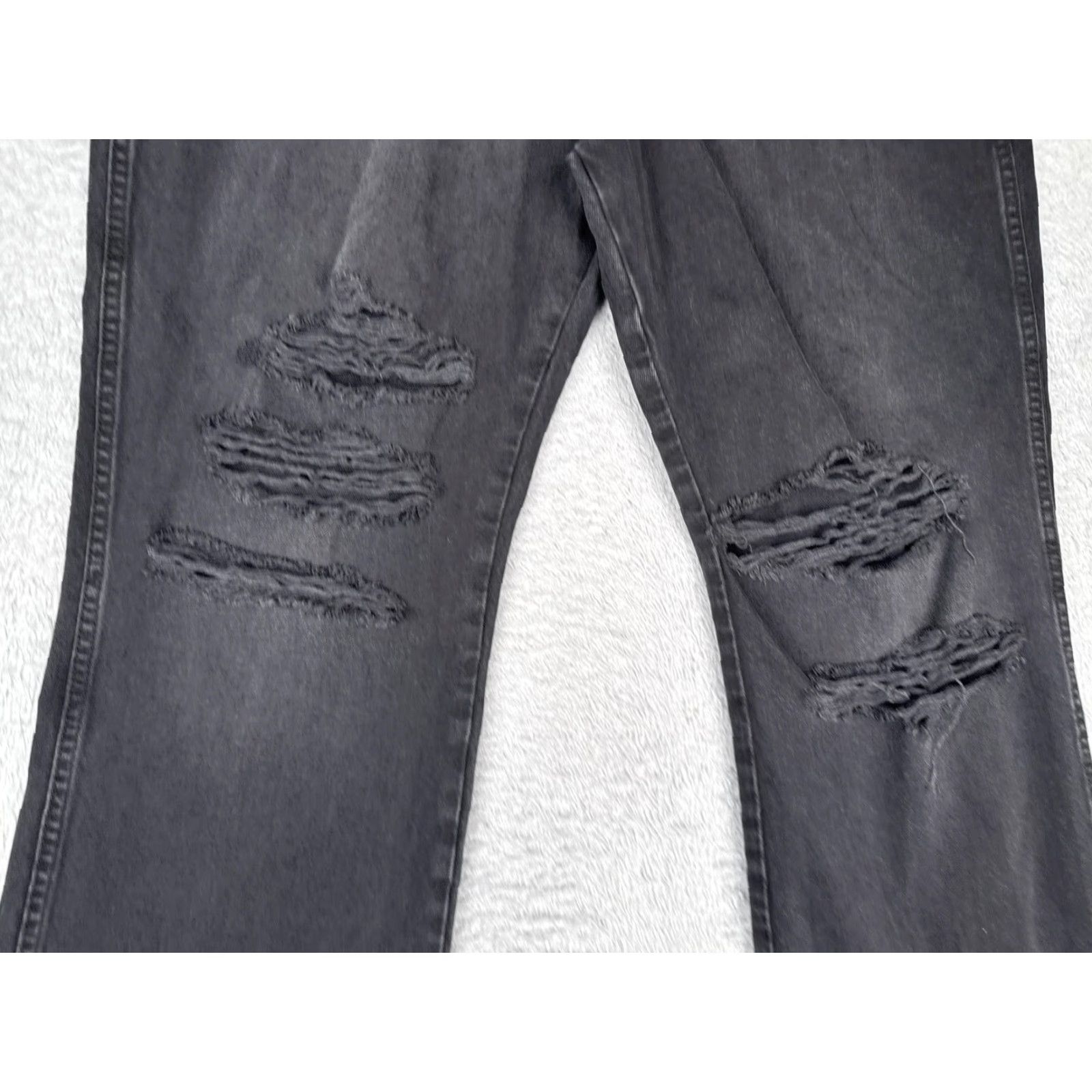 Vintage Arizona Jeans Women 17 Black Hi Rise Bootcut Distressed Ripped Denim Pants 36x32 Size 38" / US 16 / IT 52 - 3 Thumbnail