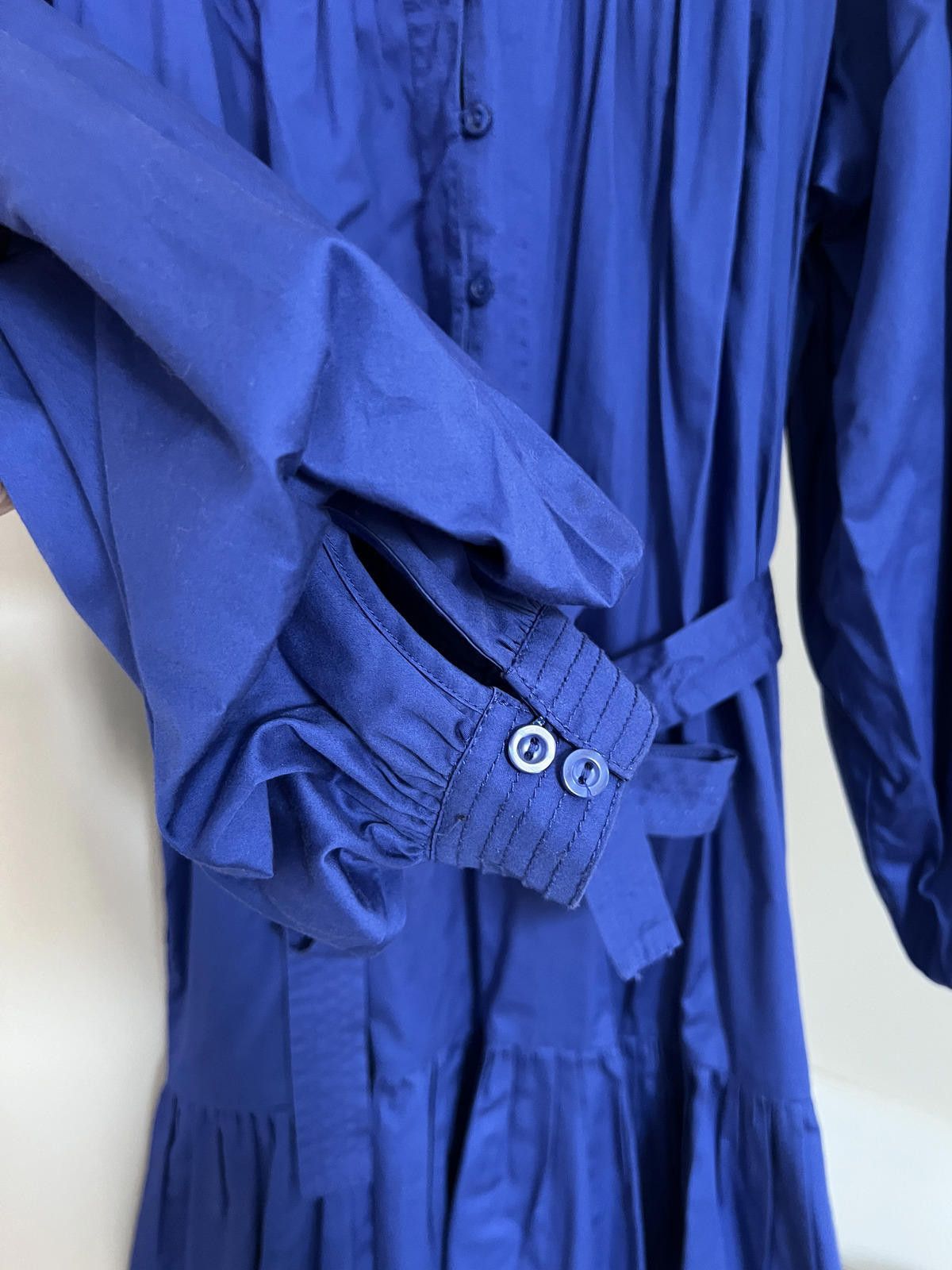 Other Tyler Boe Royal Blue Puff Sleeve Tie Waist Mini Dress Size M / US 6-8 / IT 42-44 - 4 Thumbnail