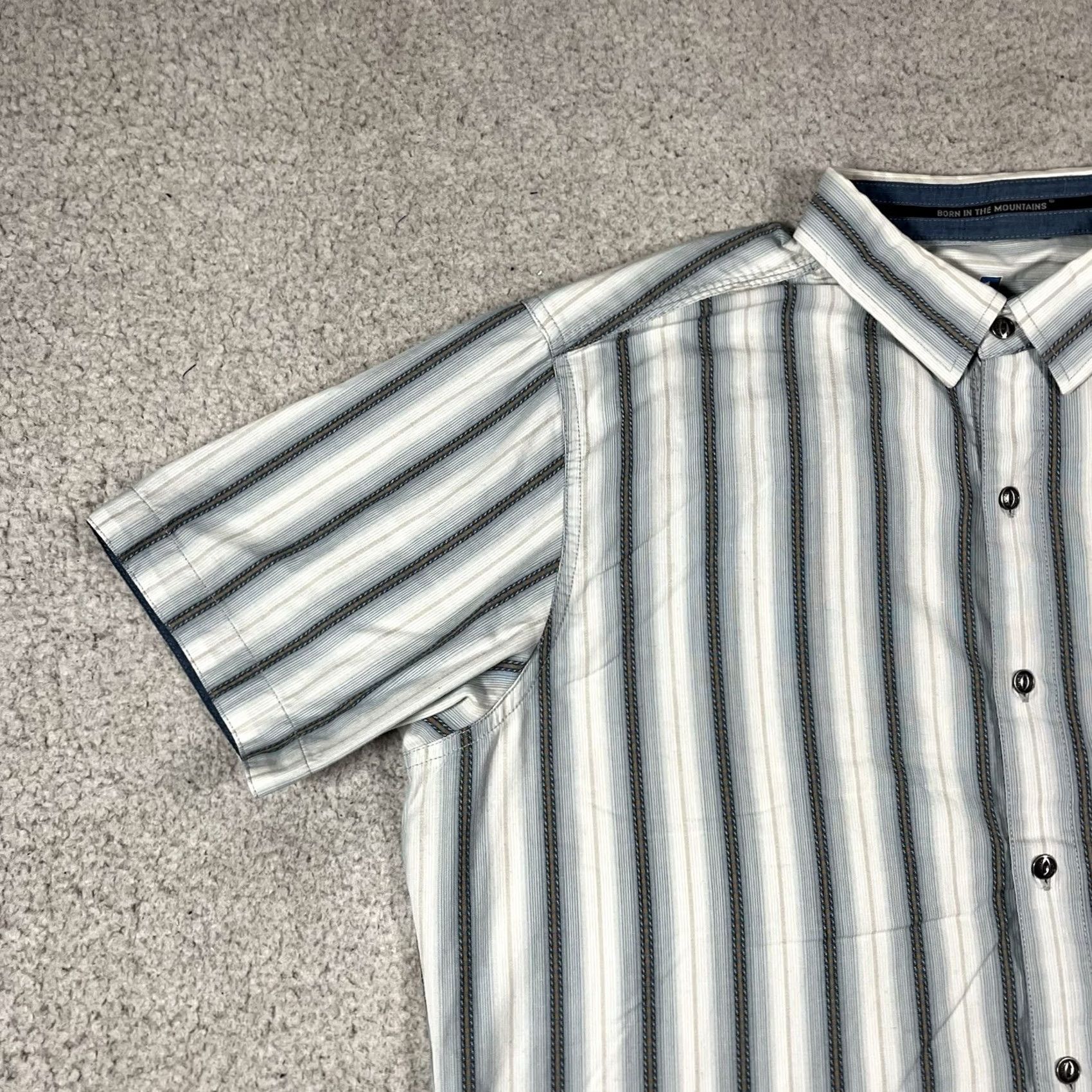 Vintage Kuhl Shirt Mens L Blue Stripe Button Western Short Sleeve Outdoor Hiking Size US L / EU 52-54 / 3 - 7 Thumbnail