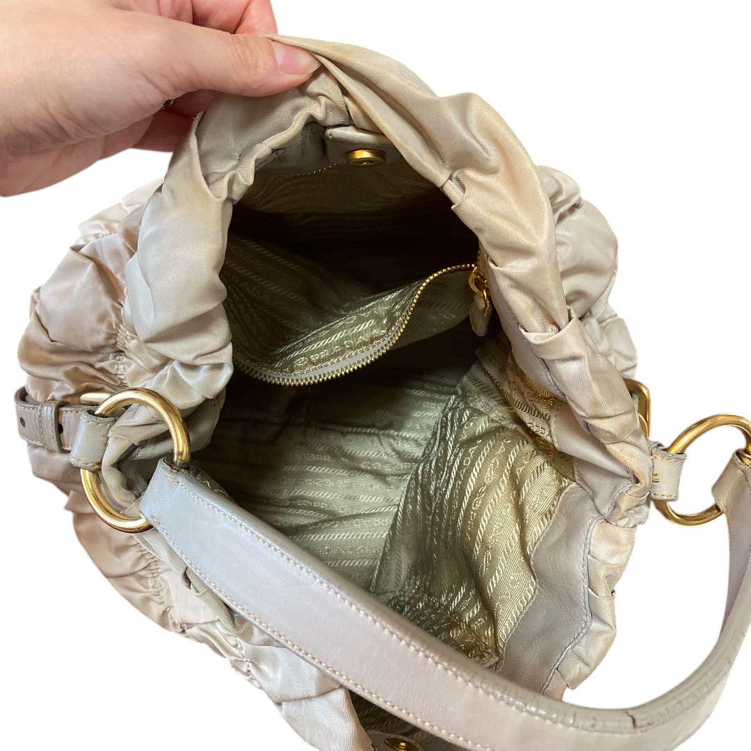 Prada Prada - Quilted Gaufre Handbag Shoulder Bag Beige Triangle Size ONE SIZE - 3 Thumbnail
