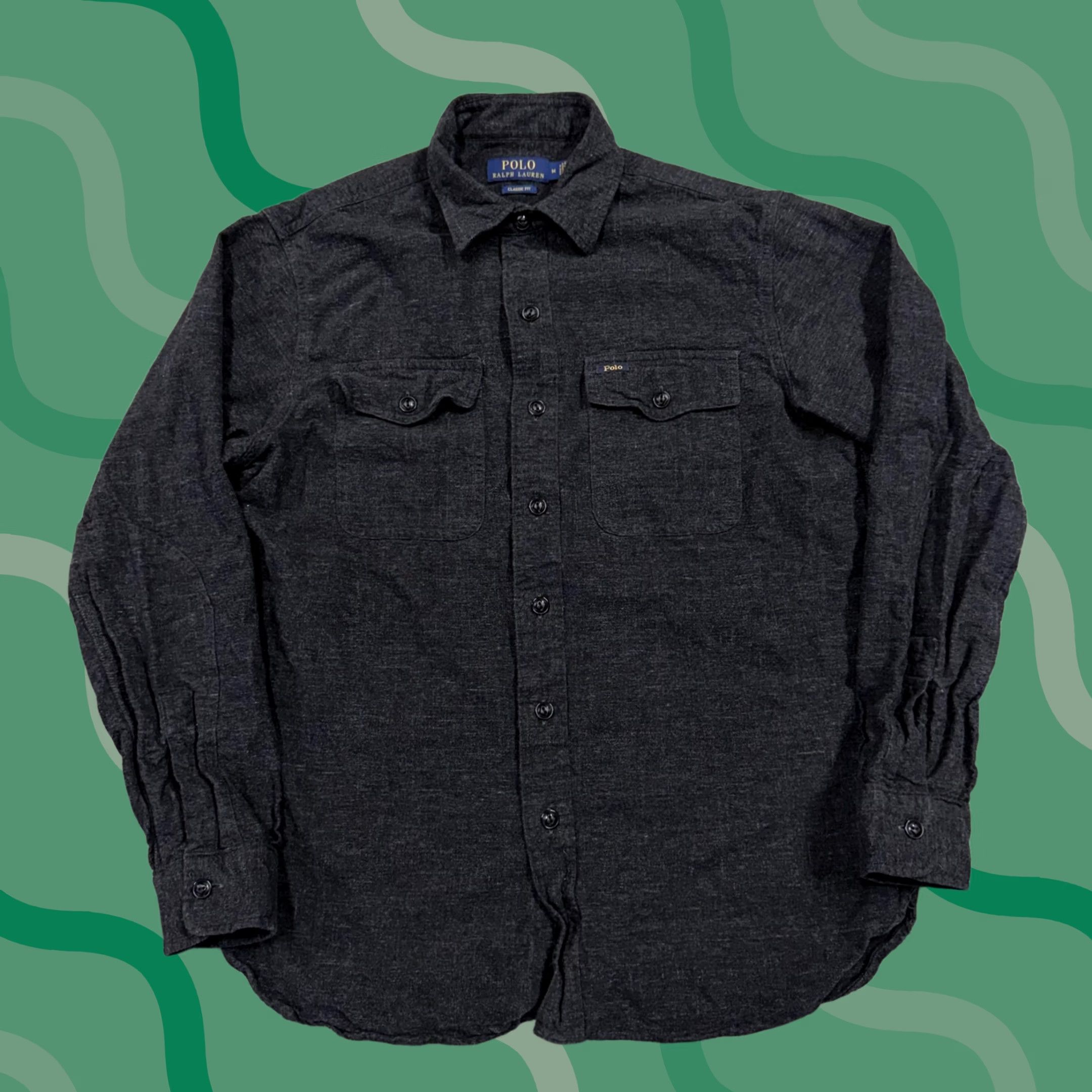 Polo Ralph Lauren Polo Ralph Lauren Shirt Mens Medium Gray Solid Flannel Button Long Sleeve Casual Size US M / EU 48-50 / 2 - 1 Thumbnail