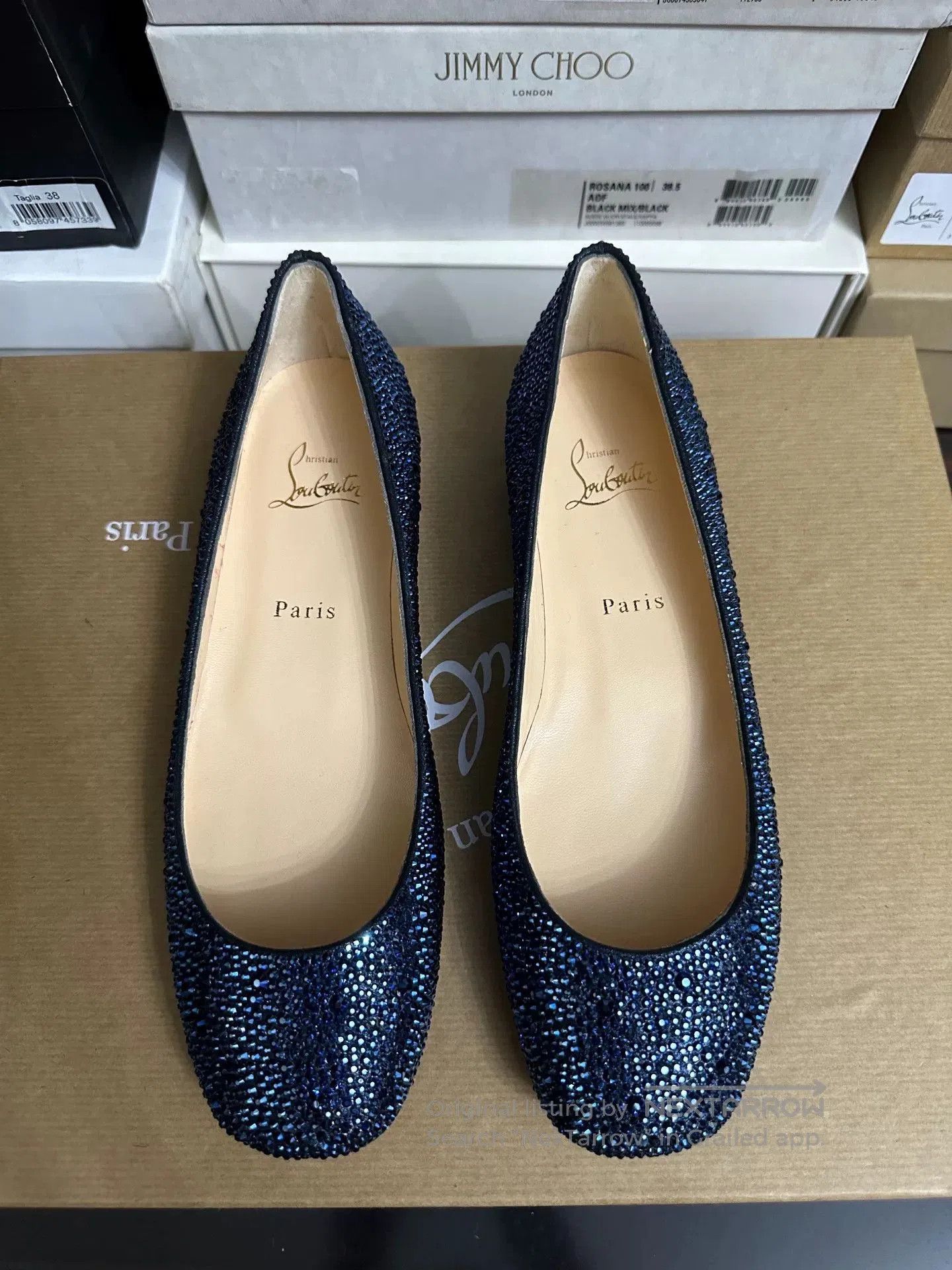 Christian Louboutin Christian Louboutin Blue Diamond Red Sole Flats 39. Size US 8 / IT 38 - 1 Thumbnail