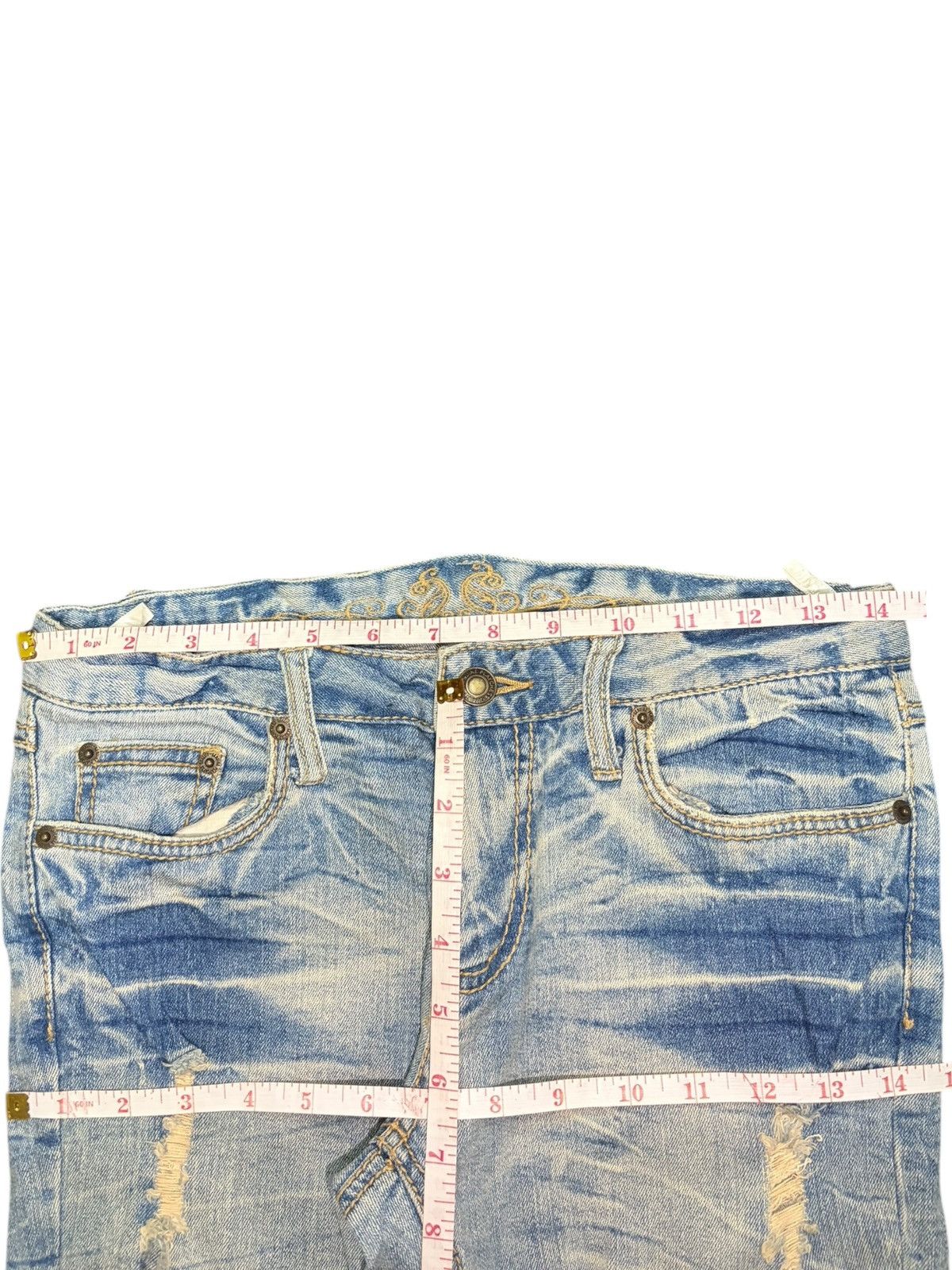 Hysteric Glamour Vintage Japanese Brand Faded Wash Distress Flare Jeans Size 29" - 6 Thumbnail