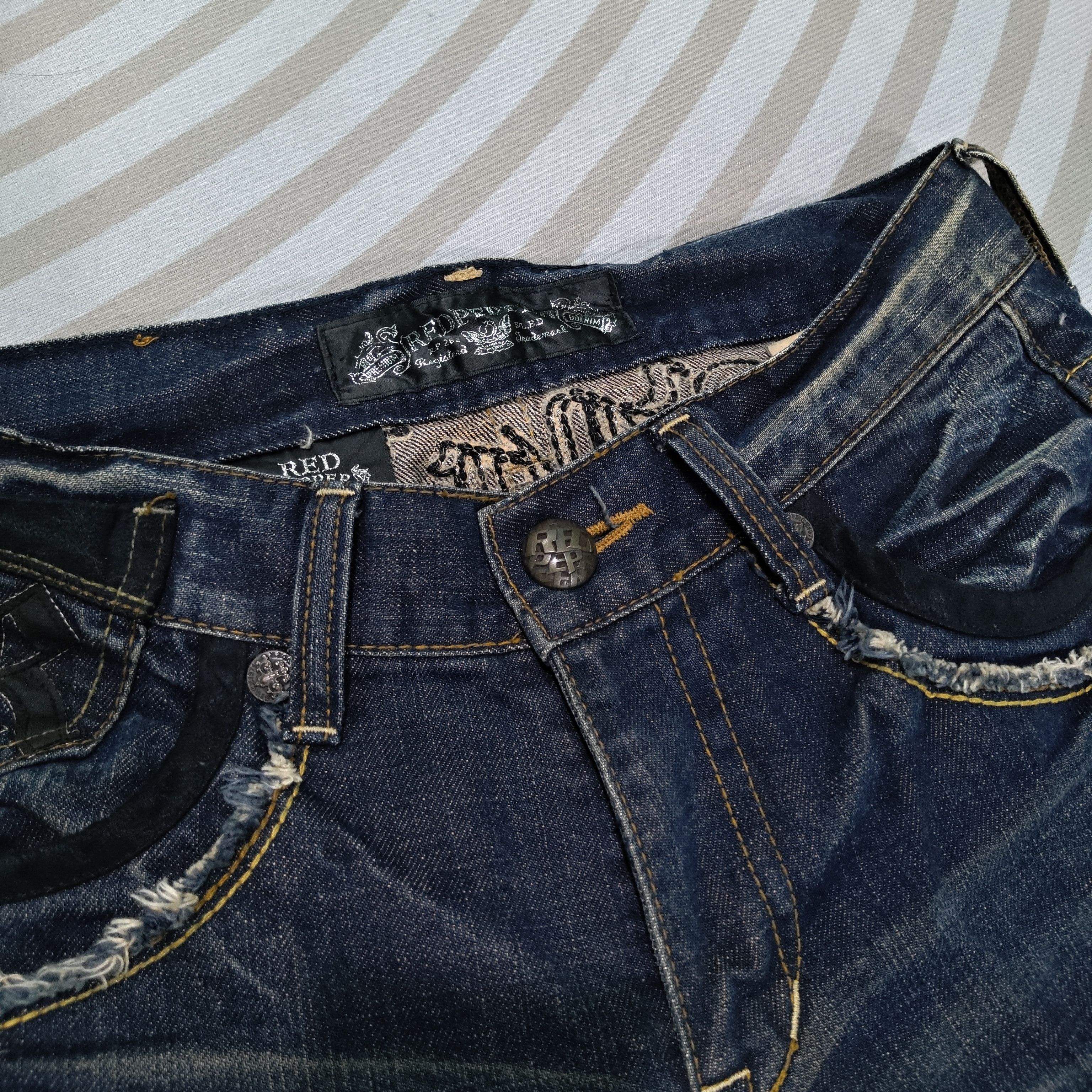 Hysteric Glamour FLARE RED PEPPER JEANS japanese tribe embroidery back gothic Size US 30 / EU 46 - 10 Thumbnail