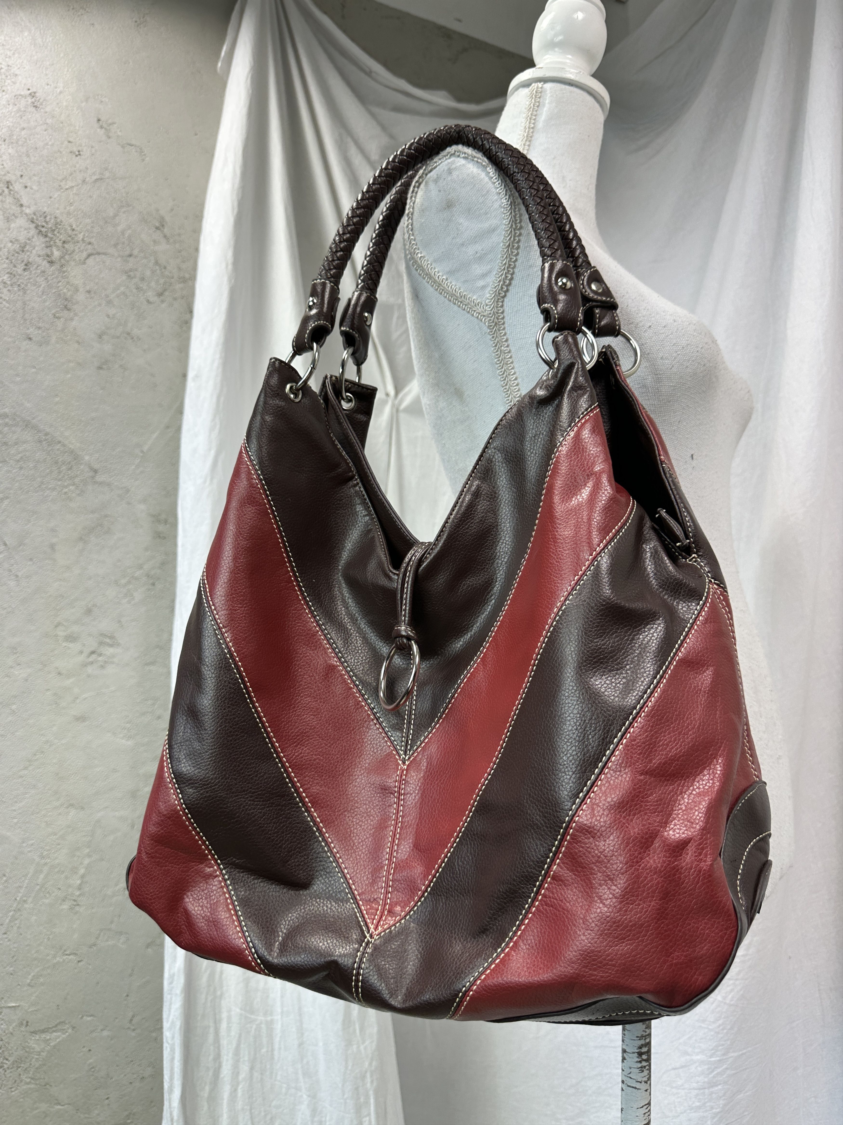Vintage Vintage Striped Leather Boho Bag Y2K Size ONE SIZE - 5 Thumbnail