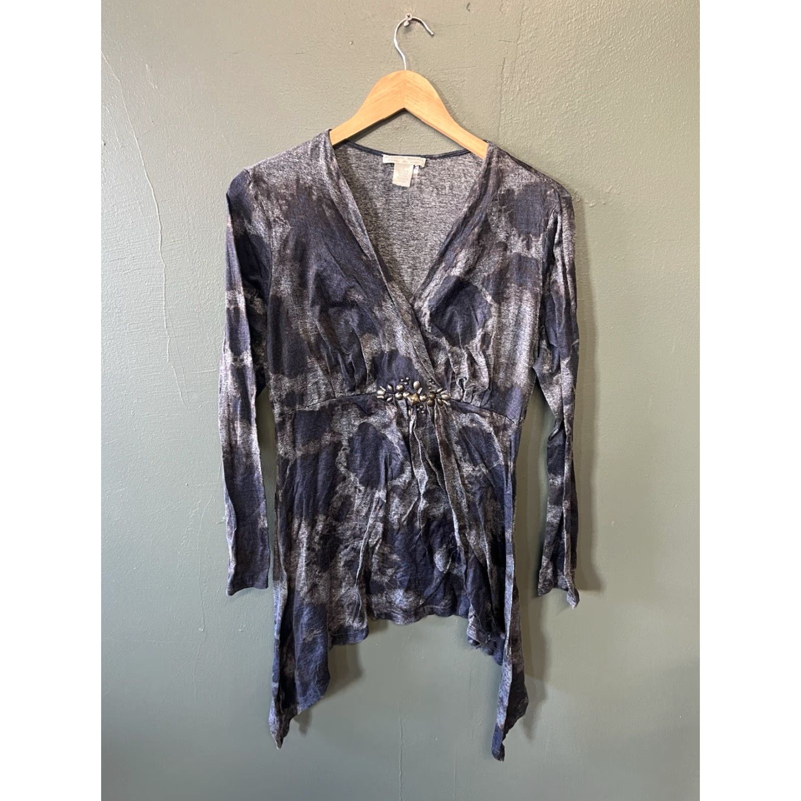 Vintage Alberto Makali Womens Slip Dress Blue Long Sleeve Size L Short Dress Length 28in Womens Blue Slip Dress L Size L / US 10 / IT 46 - 2 Thumbnail
