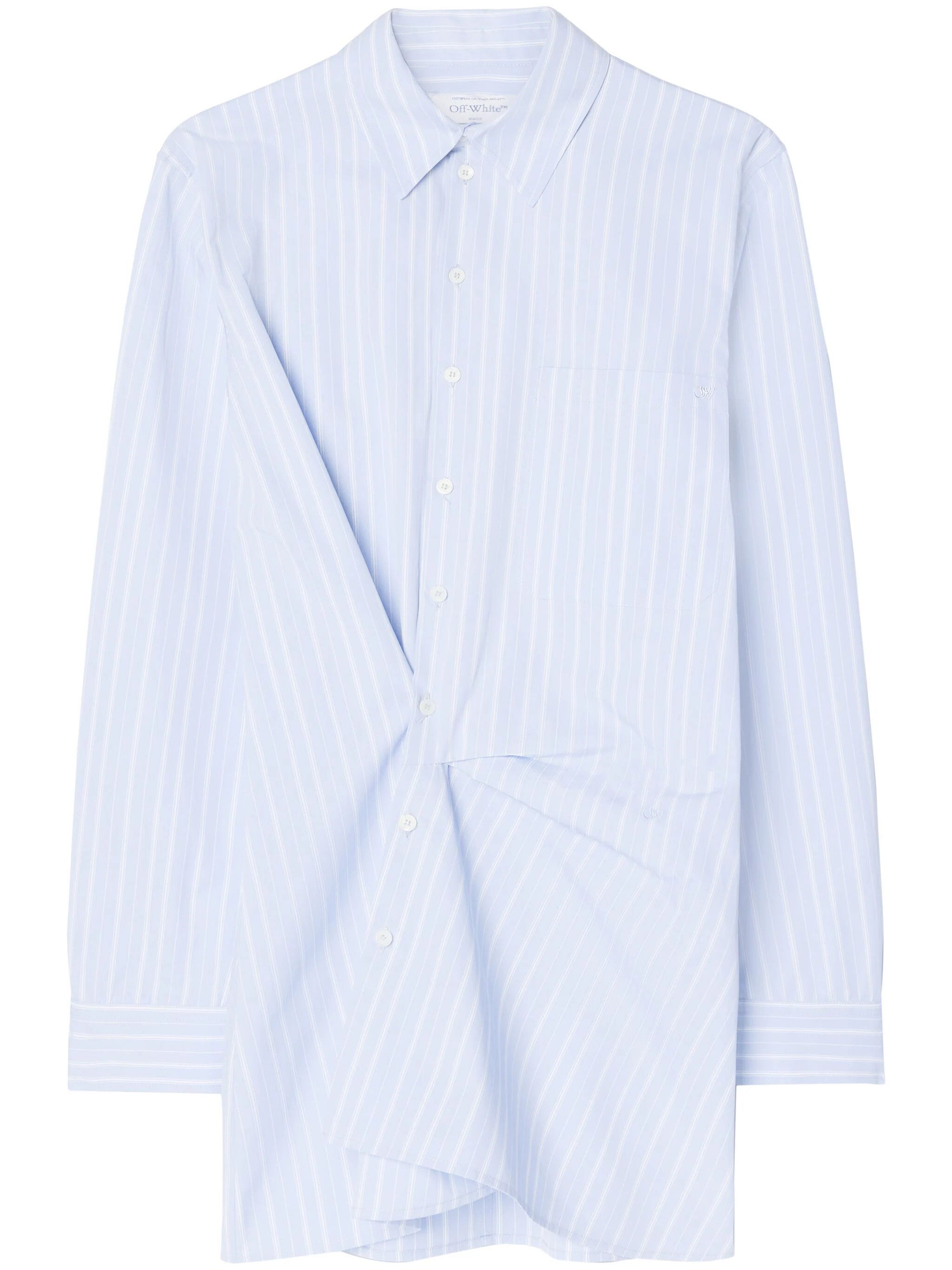 Off-White o1s22i1n0824 Striped-poplin Mini Shirt Dress in Light Blue Size S / US 4 / IT 40 - 1 Thumbnail