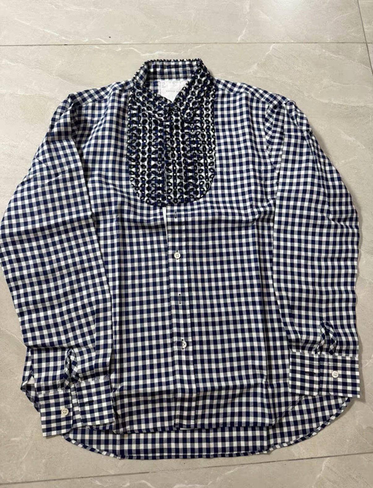 Sacai Sacai Plaid Shirt with Embroidered Collar J34 Size US XS / EU 42 / 0 - 1 Thumbnail