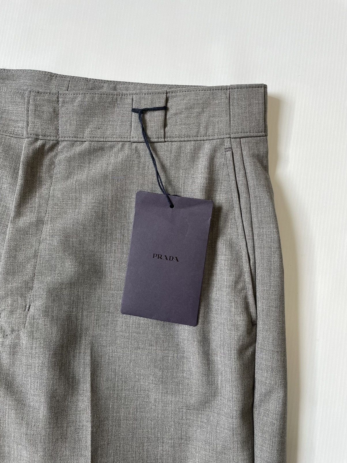 Prada S/S 25 Wide Leg Gray Wool ‘Work Pants’ Size US 34 / EU 50 - 4 Thumbnail