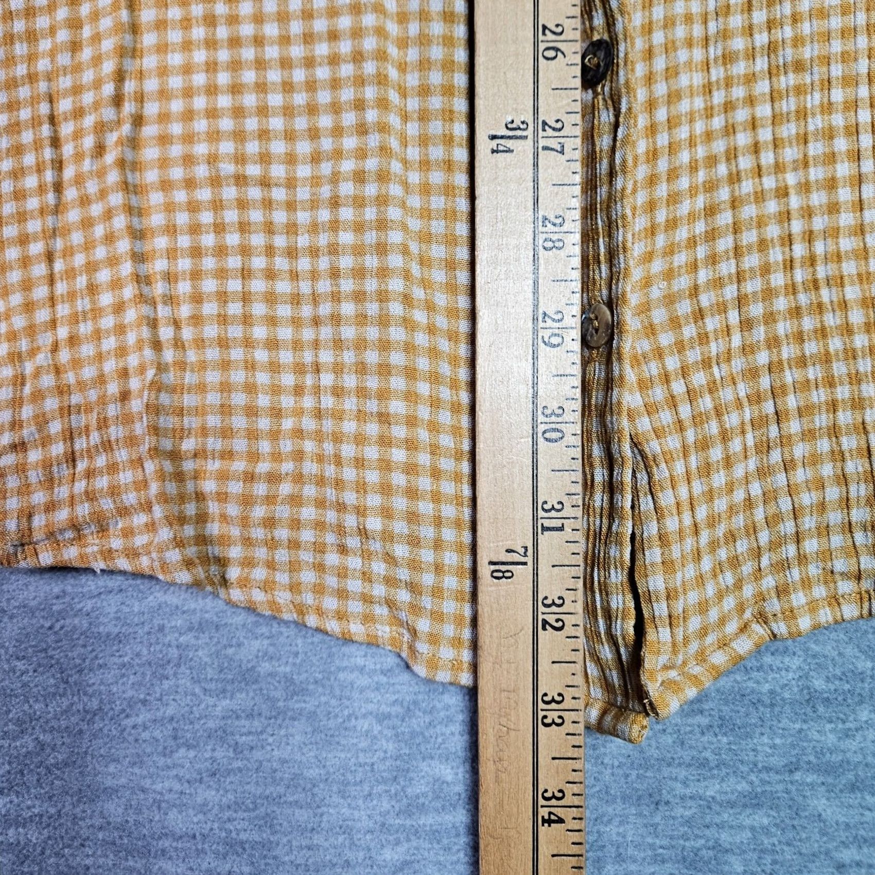 Vintage LA Relaxed Womens Dress Gingham Yellow Viscose Short Sleeve Button Front A-Line Casual Above the Knee Adult Small Size S / US 4 / IT 40 - 6 Thumbnail