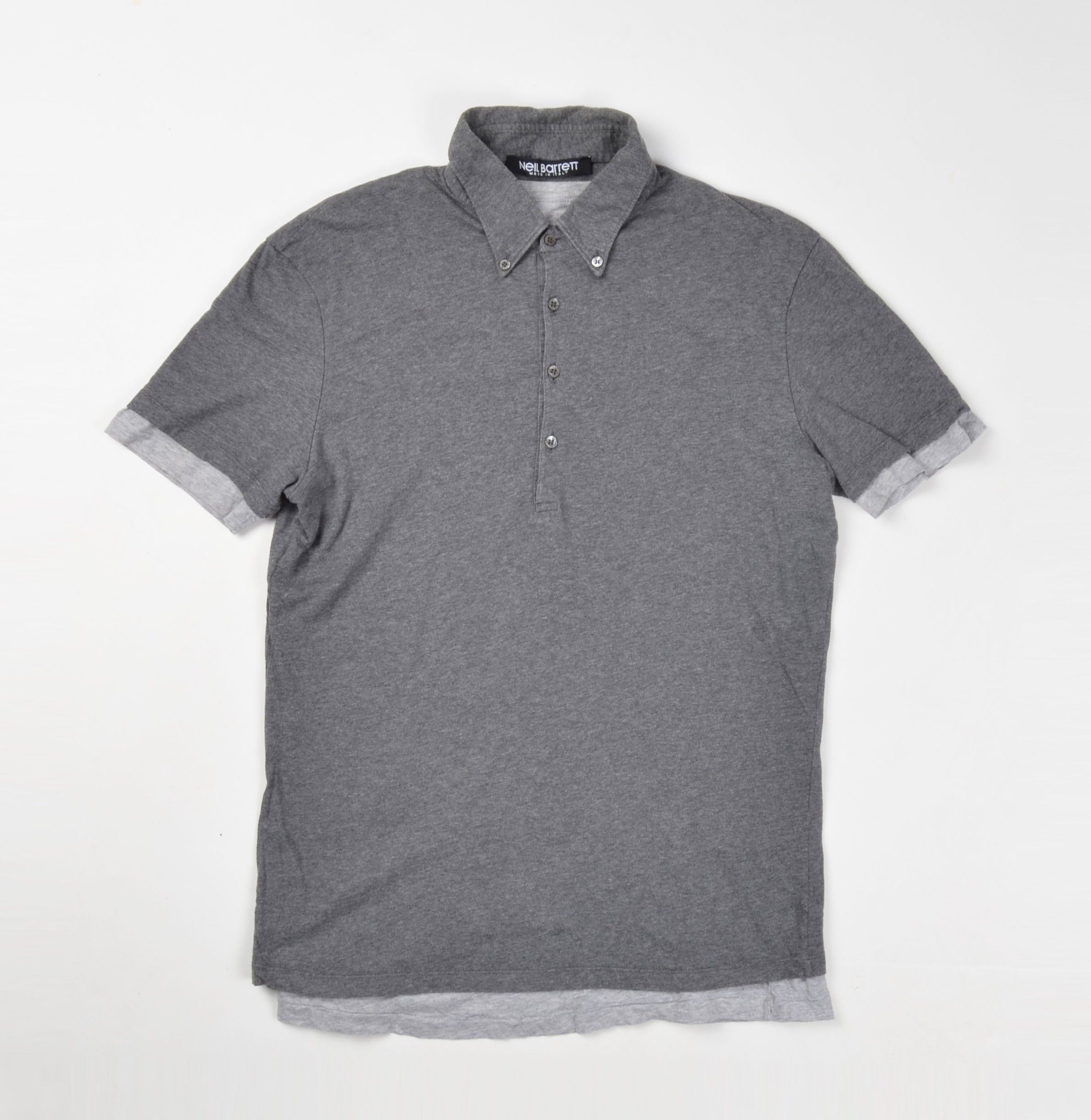 Neil Barrett Neil Barrett Gray Double Layer Collared Polo Shirt Size US M / EU 48-50 / 2 - 1 Thumbnail
