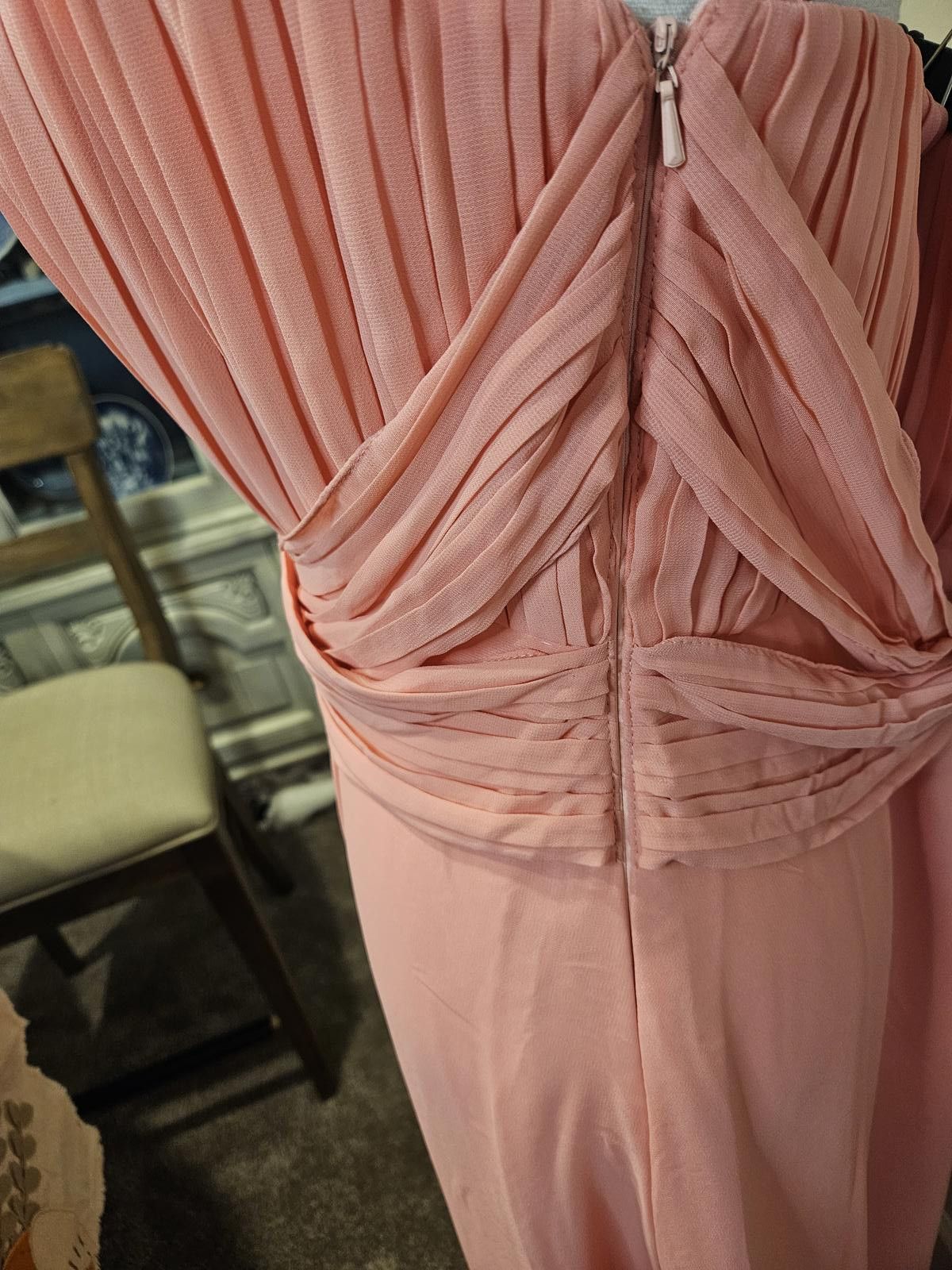 Designer Nwt Elegant Strapless Coral Evening Gown with wrap Size XL / US 12-14 / IT 48-50 - 2 Thumbnail