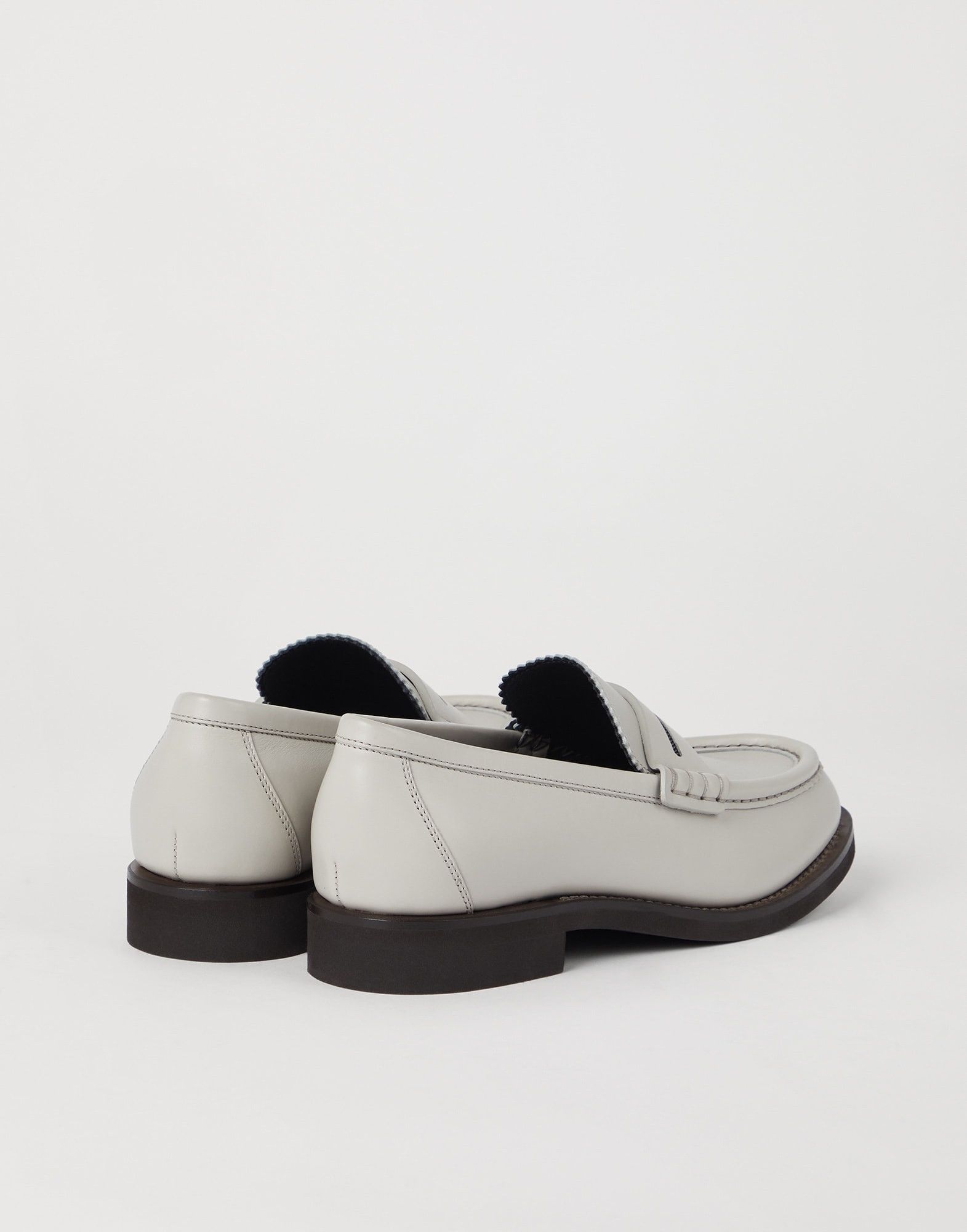 Brunello Cucinelli o1la1rc1a1025 Penny Loafers in Off White Size US 9 / IT 39 - 2 Thumbnail