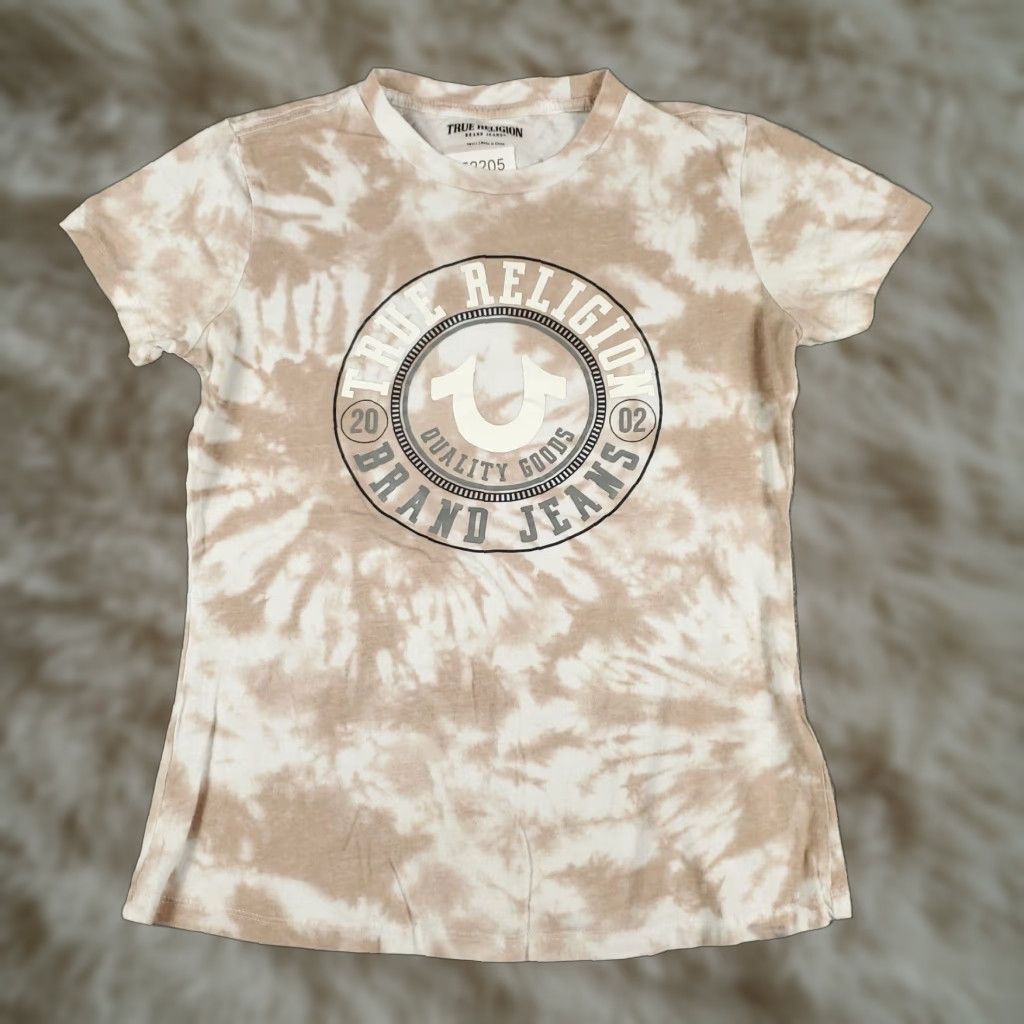 True Religion True Religion Casual Short Sleeve T Shirt Womens Small Beige Cotton Crew Neck Pullover Size S / US 4 / IT 40 - 1 Thumbnail
