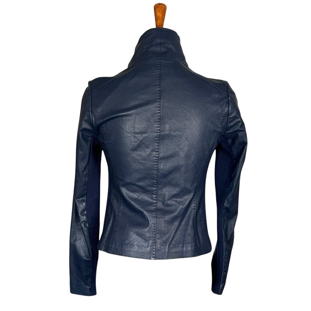 Vince Vince Leather "Scuba" Jacket Navy Fitted Size XS Size XS / US 0-2 / IT 36-38 - 5 Thumbnail
