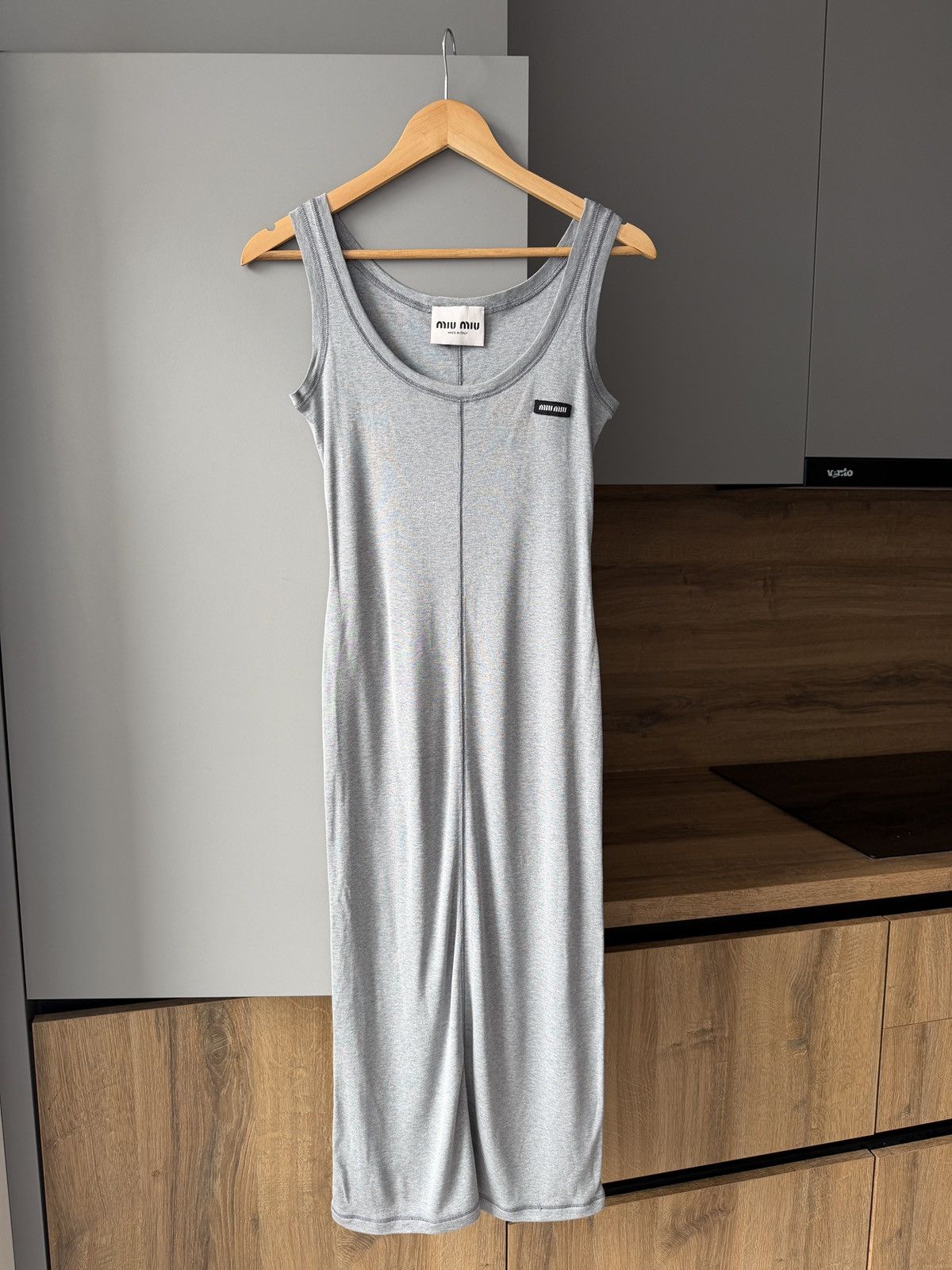 Miu Miu Miu Miu Logo-Patch Silk Midi Dress Size XS / US 0-2 / IT 36-38 - 2 Thumbnail
