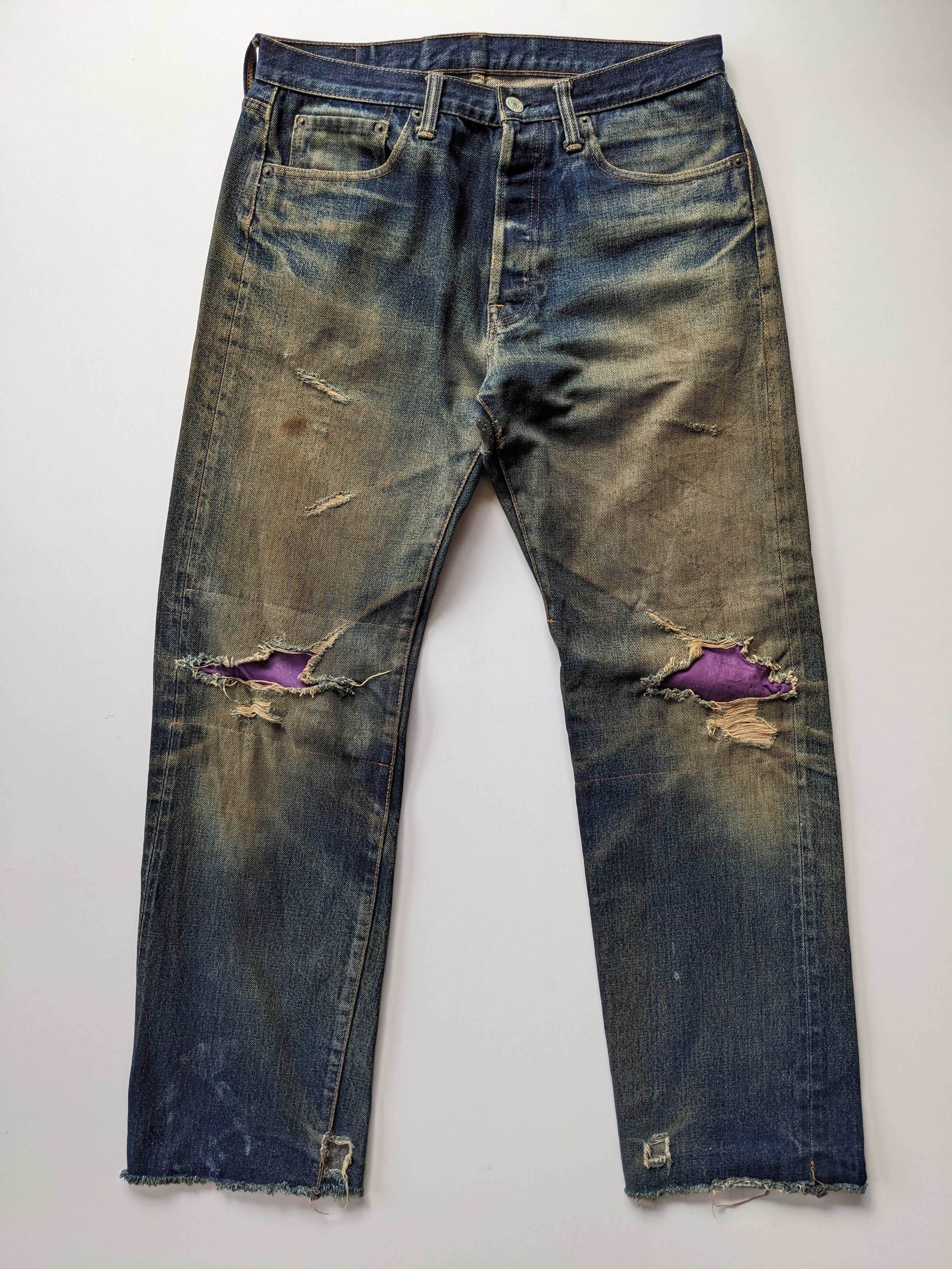 Denime rusty patchwork selvedge distresses jeans