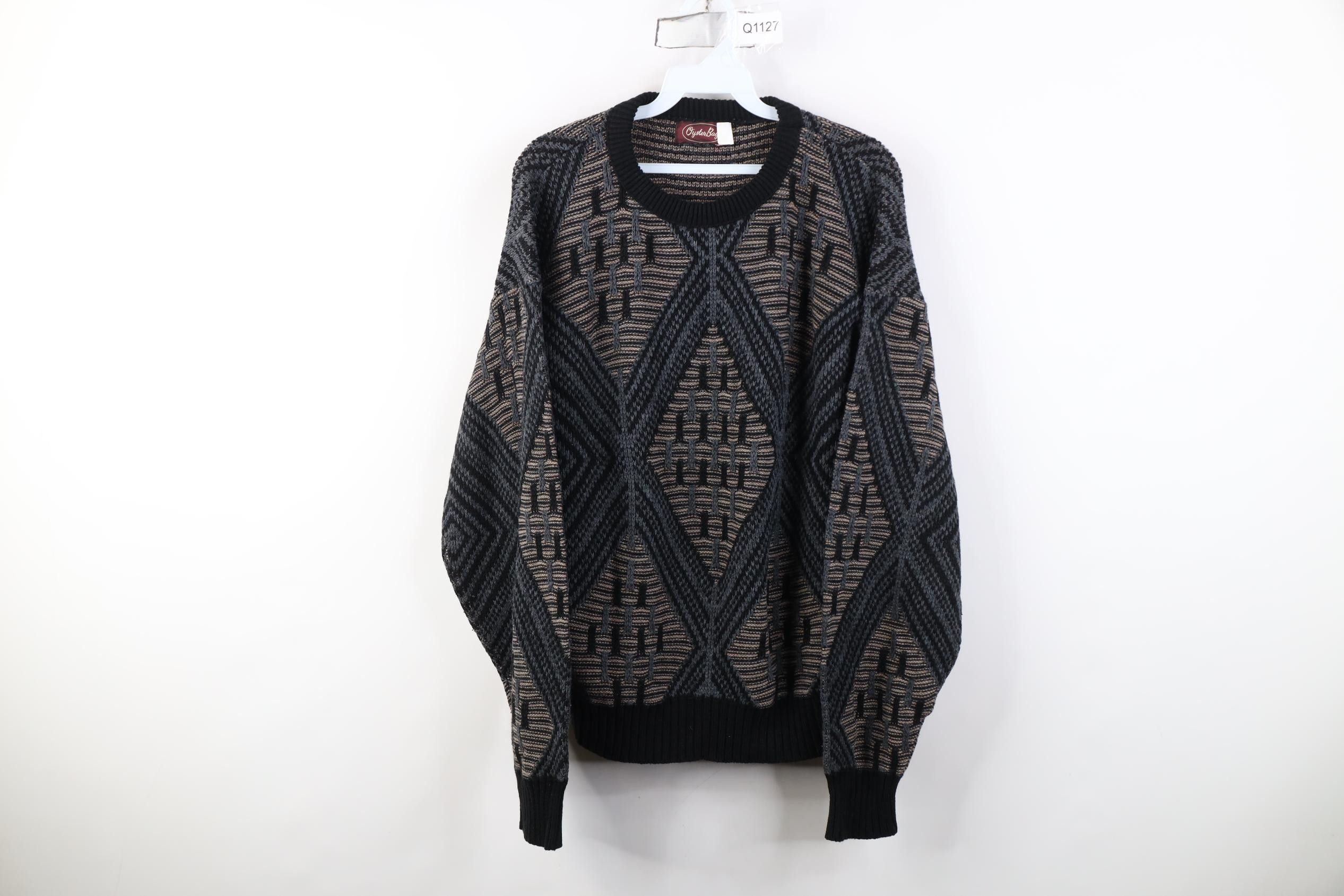 Vintage Vintage 90s Streetwear Diamond Knit Crewneck Sweater USA Size US M / EU 48-50 / 2 - 1 Thumbnail