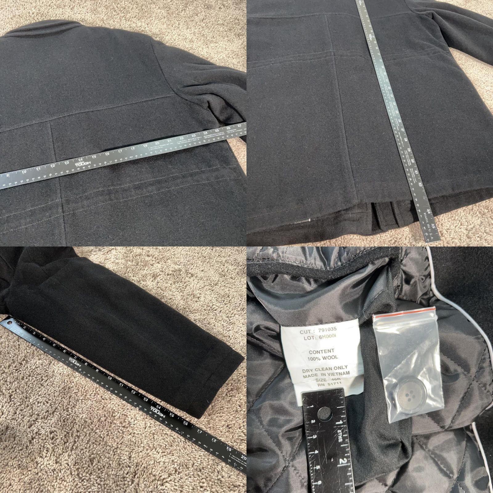 Ralph Lauren VINTAGE Lauren Ralph Lauren Jacket Mens 46R Black Wool Quilted Lined Drawstring Daywear Accessories Womens? Size US S / EU 44-46 / 1 - 8 Thumbnail