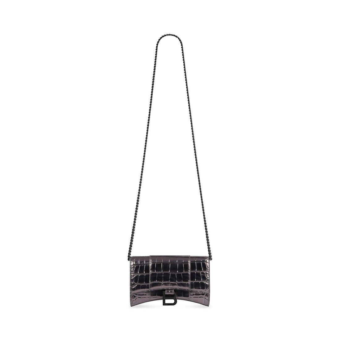 Balenciaga o1s1rm1124 Size: OS / Hourglass Wallet On Chain in Black Size ONE SIZE - 1 Thumbnail