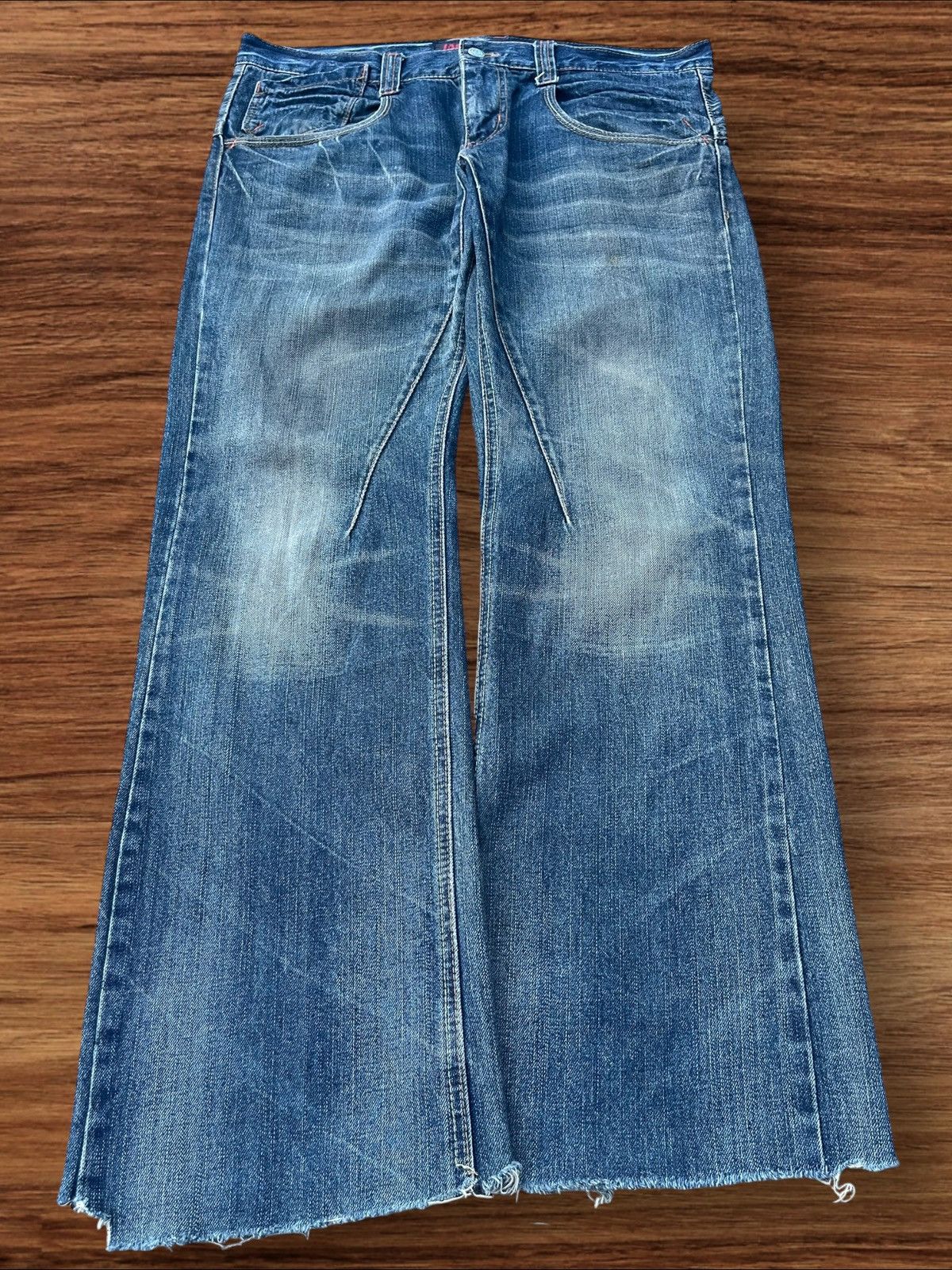 Japanese Brand Vintage Japan Jack Serika Mud Washed Twisted Flare Leg Jeans Size US 35 - 2 Thumbnail