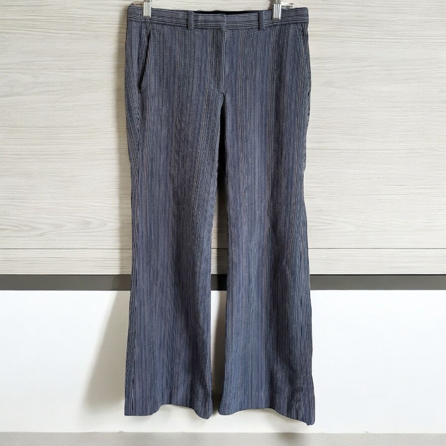 Theory Theory Womens Pants Sz 2 Flared Blue Striped Wool Blend Size 26" / US 2 / IT 38 - 1 Thumbnail