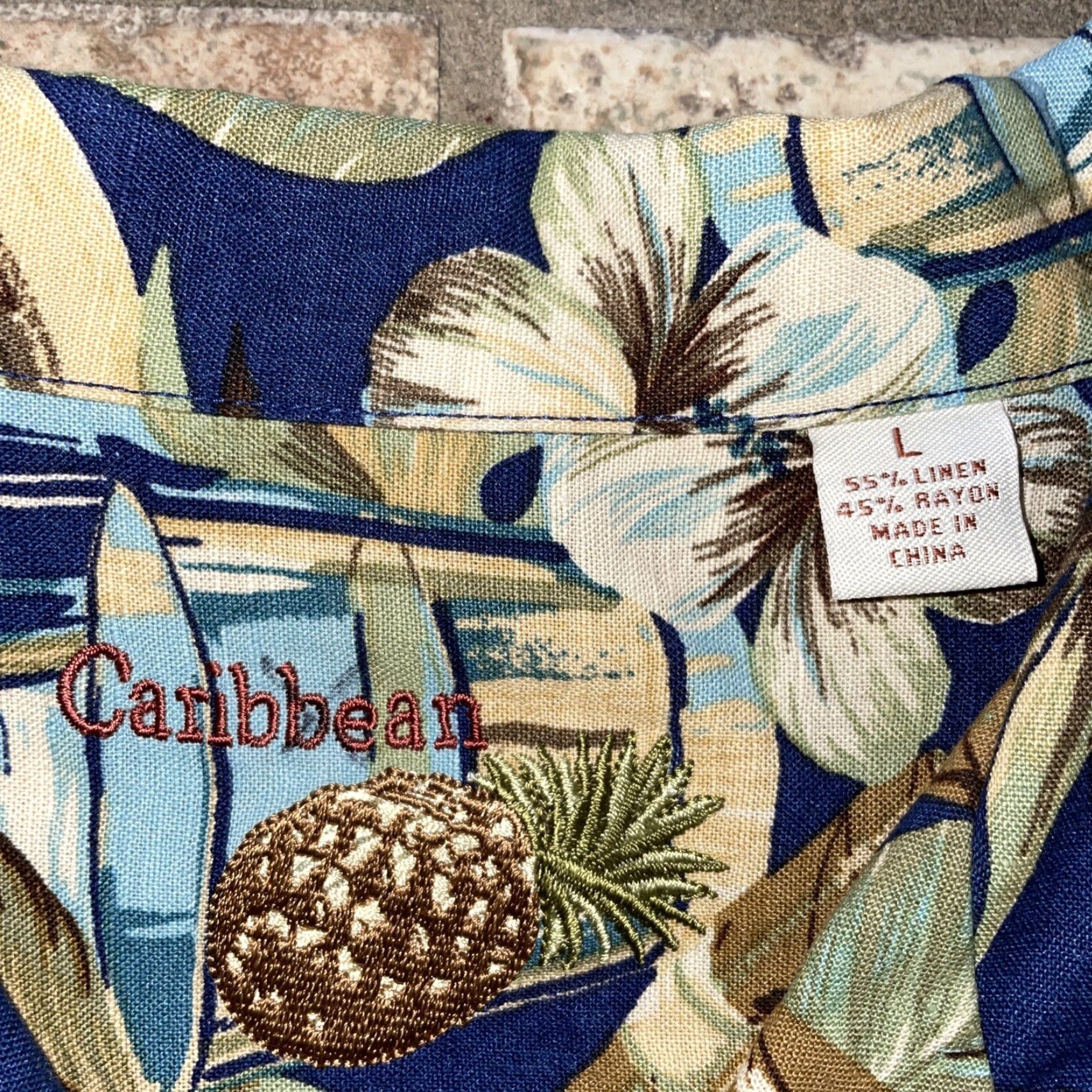 Vintage Caribean Linen Blend Cigar/Rum Hawaiian Style Shirt Mens Size L Size US L / EU 52-54 / 3 - 4 Thumbnail