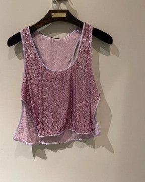 o1w1db11023 Cropped Sequinned Tank Top in Purple