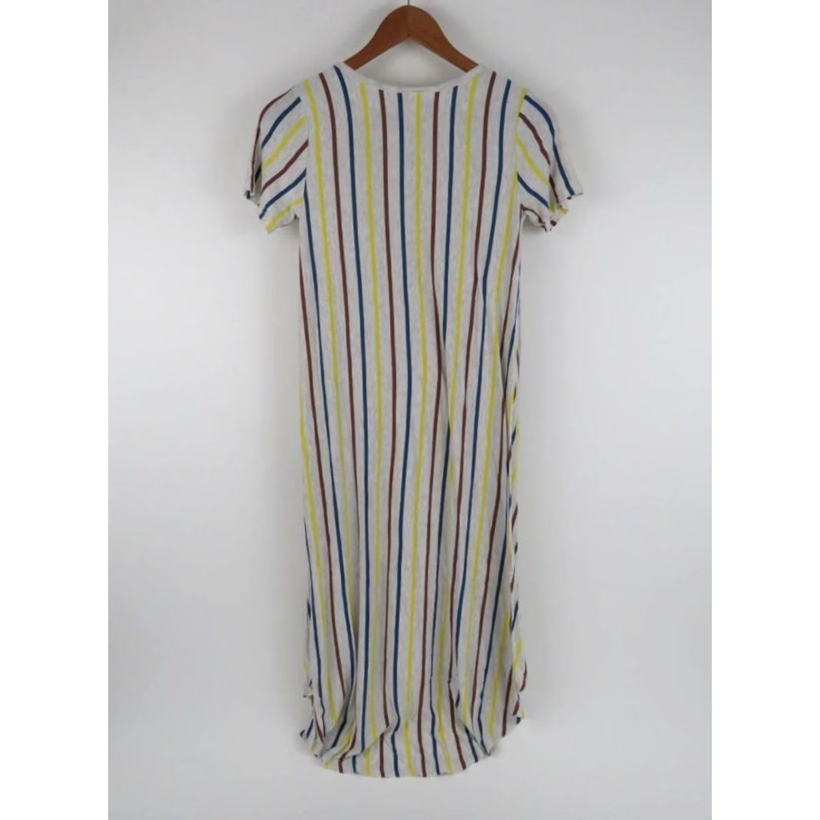 Vintage LuLaRoe Women's Carly Dress XXS Gray Blue Yellow Unicorn High Low 2XS Stripes Size XXS / US 00 / IT 34 - 2 Thumbnail