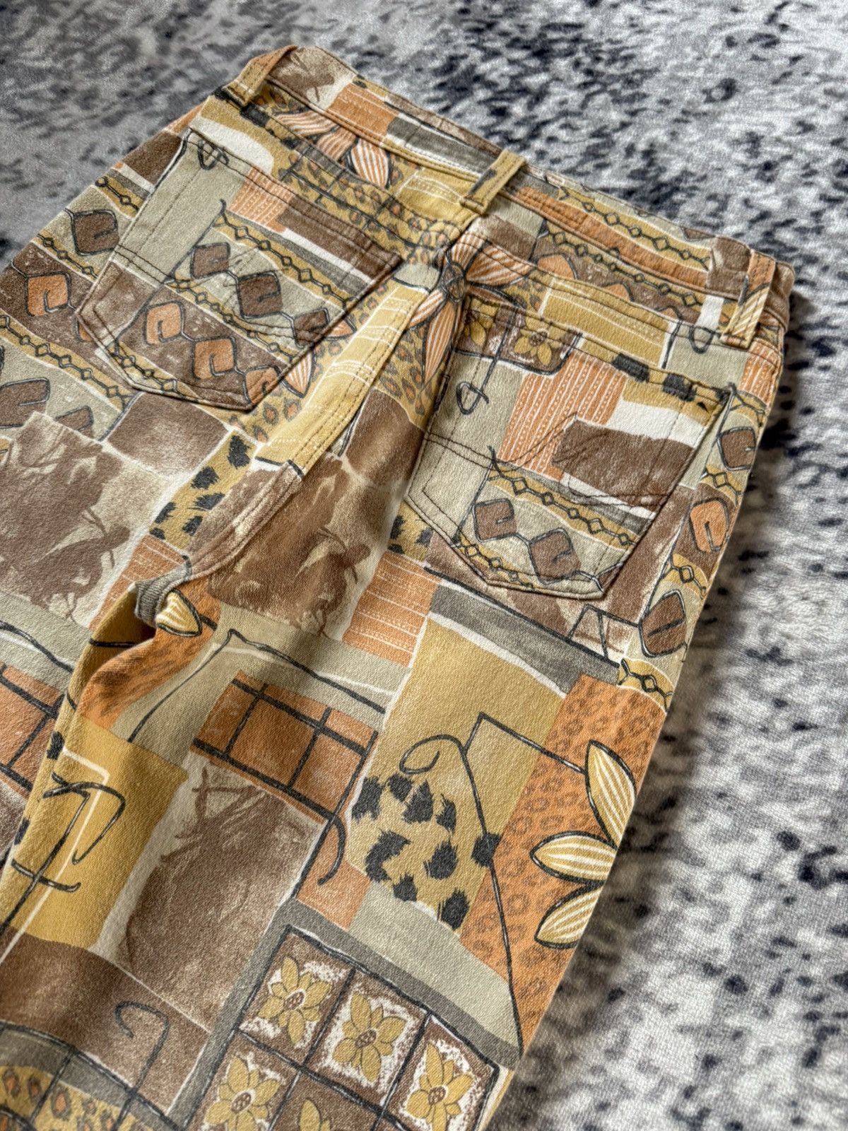 Other Angelo Marani Sun Flower Abstracts Art Denim Pants Size 26" / US 2 / IT 38 - 12 Thumbnail