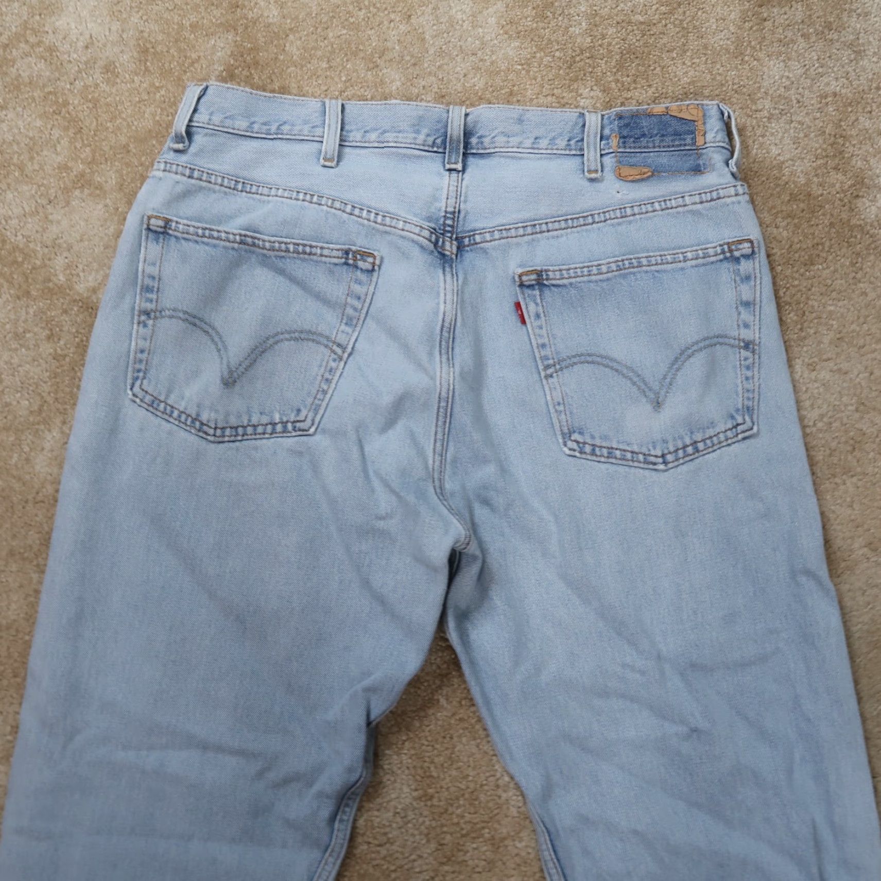 Levi's Levi's 505 Regular Fit Straight Leg Jeans Men's 38x32 Blue Distressed Denim Size US 38 / EU 54 - 7 Thumbnail