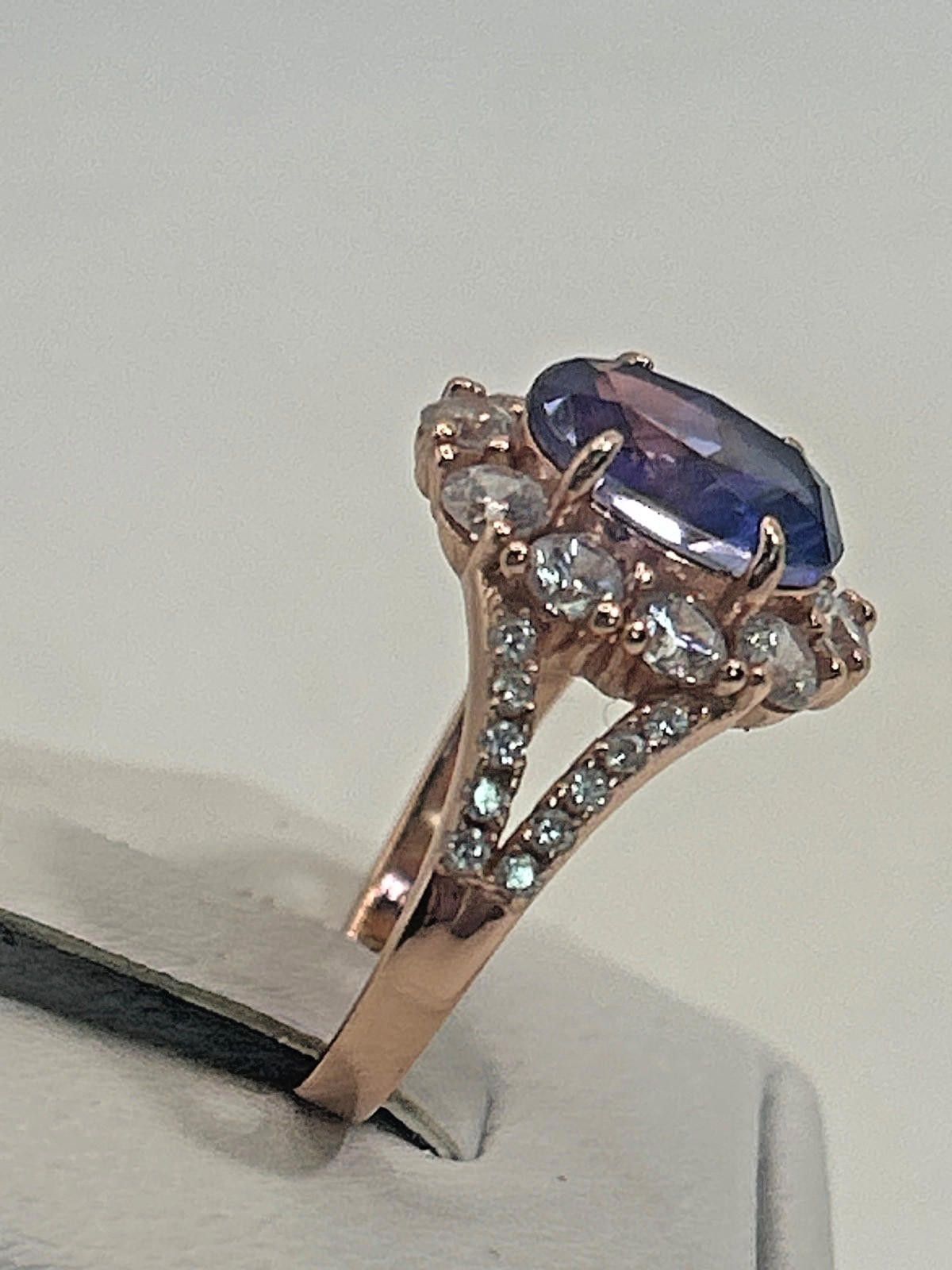 Sterling Silver 925 Vintage Sterling Silver Rose Gold Ring Size 7 Purple Size ONE SIZE - 2 Thumbnail