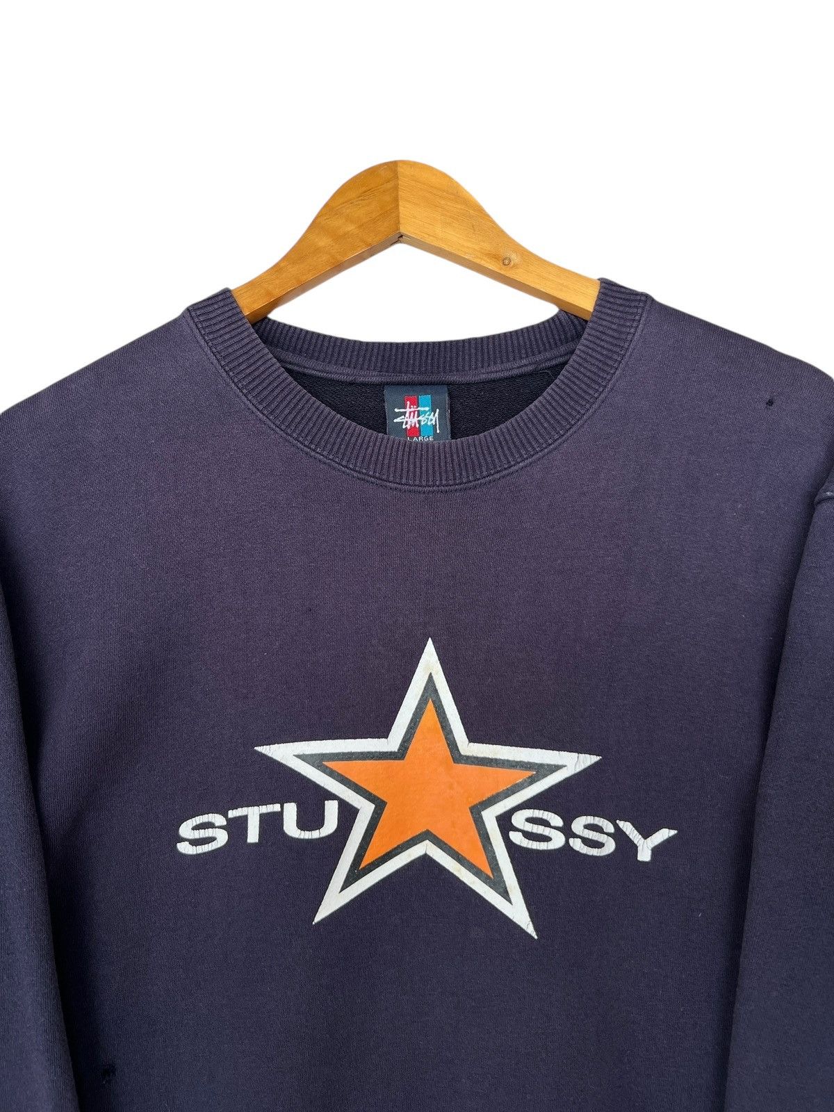 Stussy Rare🔥 Vintage 90s Stussy Star Sunfaded Distressed Sweatshirt Size US M / EU 48-50 / 2 - 4 Thumbnail