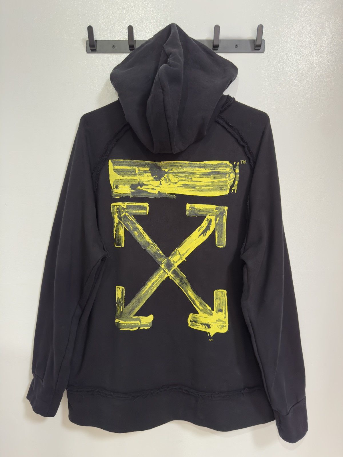 OFF-WHITE Acrylic Arrow Logo Print Hooded Sweatshirt White