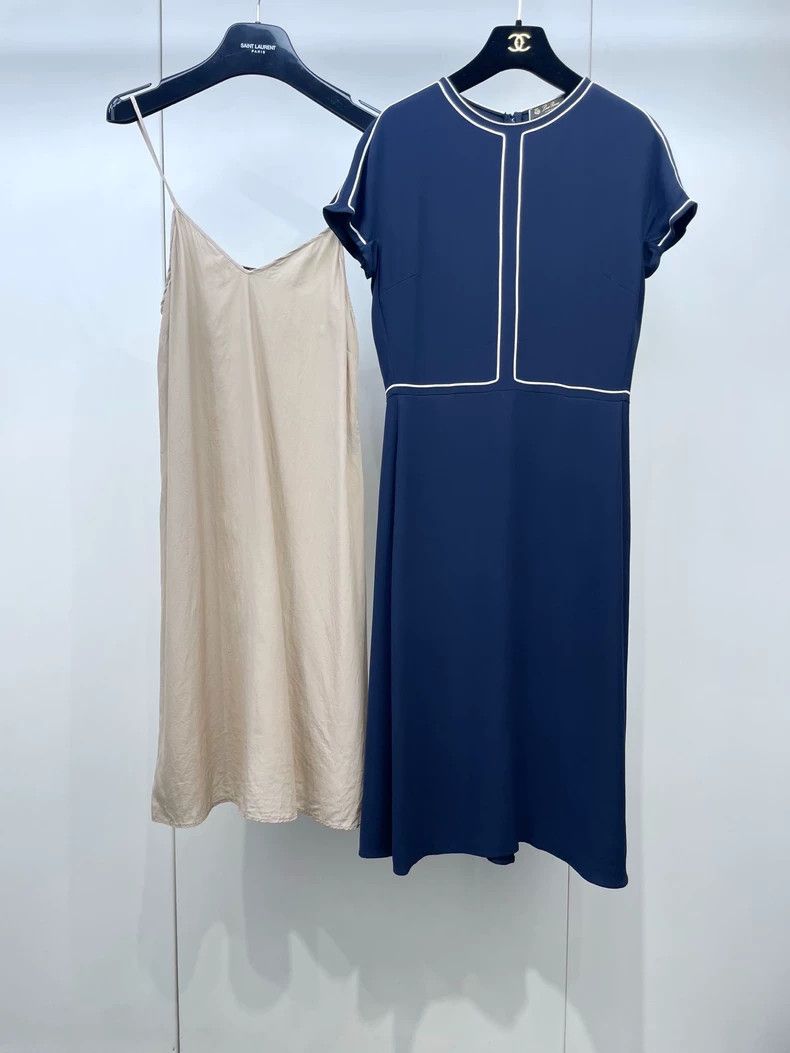 Loro Piana LORO PIANA Blue Tibetan silk dress Size L / US 10 / IT 46 - 1 Thumbnail