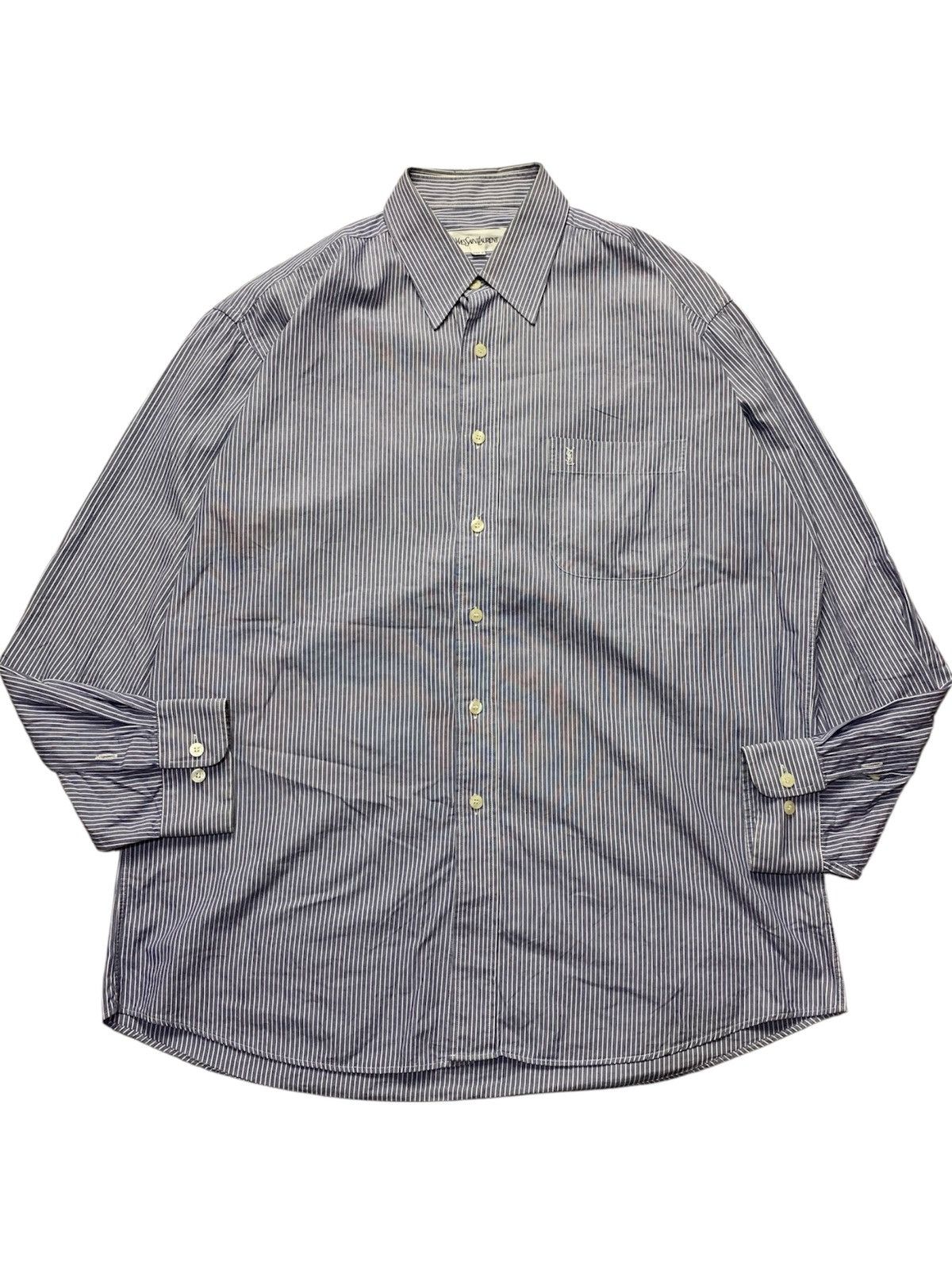 Yves Saint Laurent 🐍 Vintage Yves Saint Laurent - Striped Button Ups Shirt Size US L / EU 52-54 / 3 - 1 Thumbnail
