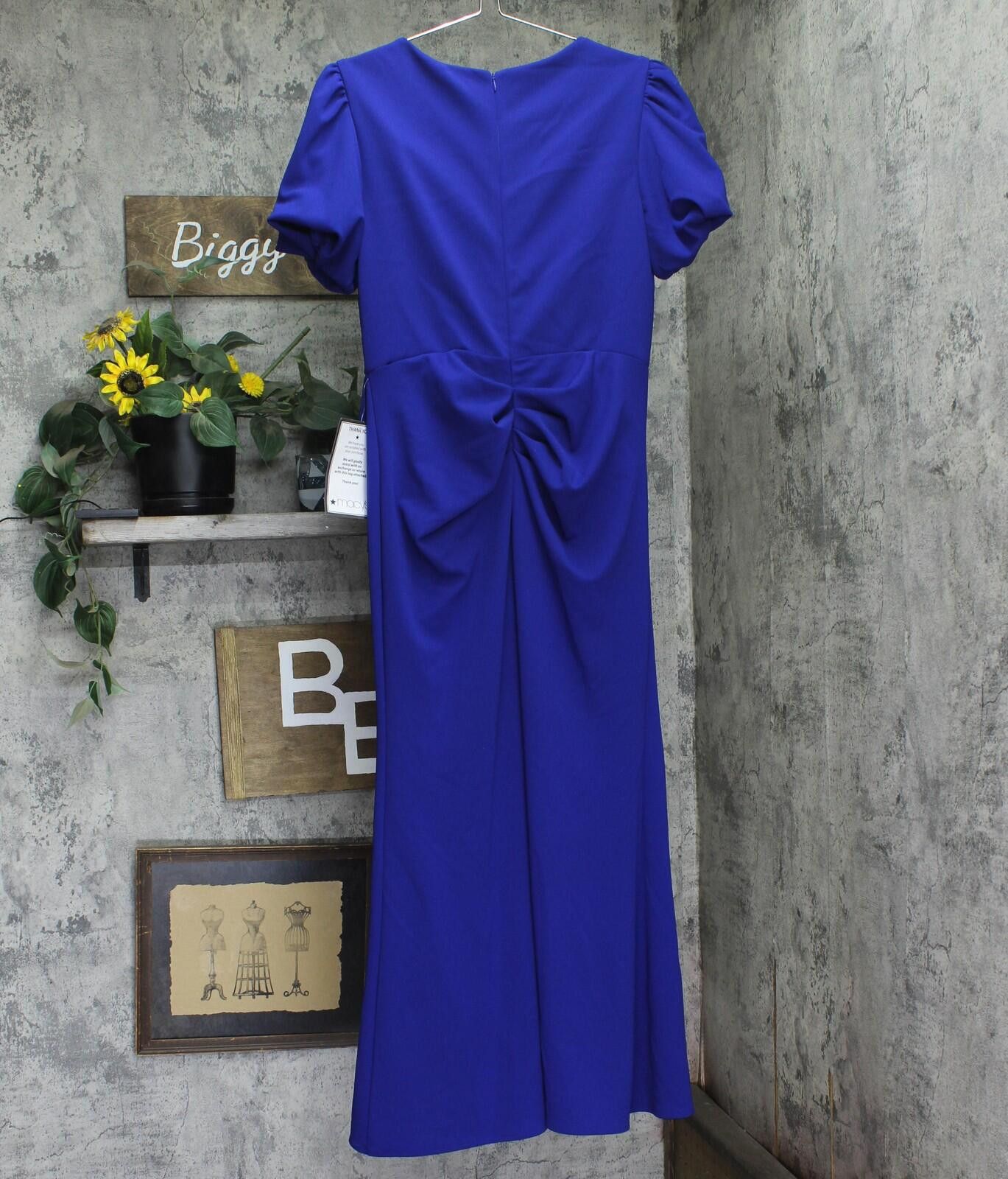 Other Nwt Xscape V Ruffled Puff Sleeve Dress Gown Marine Blue 14p Size XL / US 12-14 / IT 48-50 - 2 Thumbnail