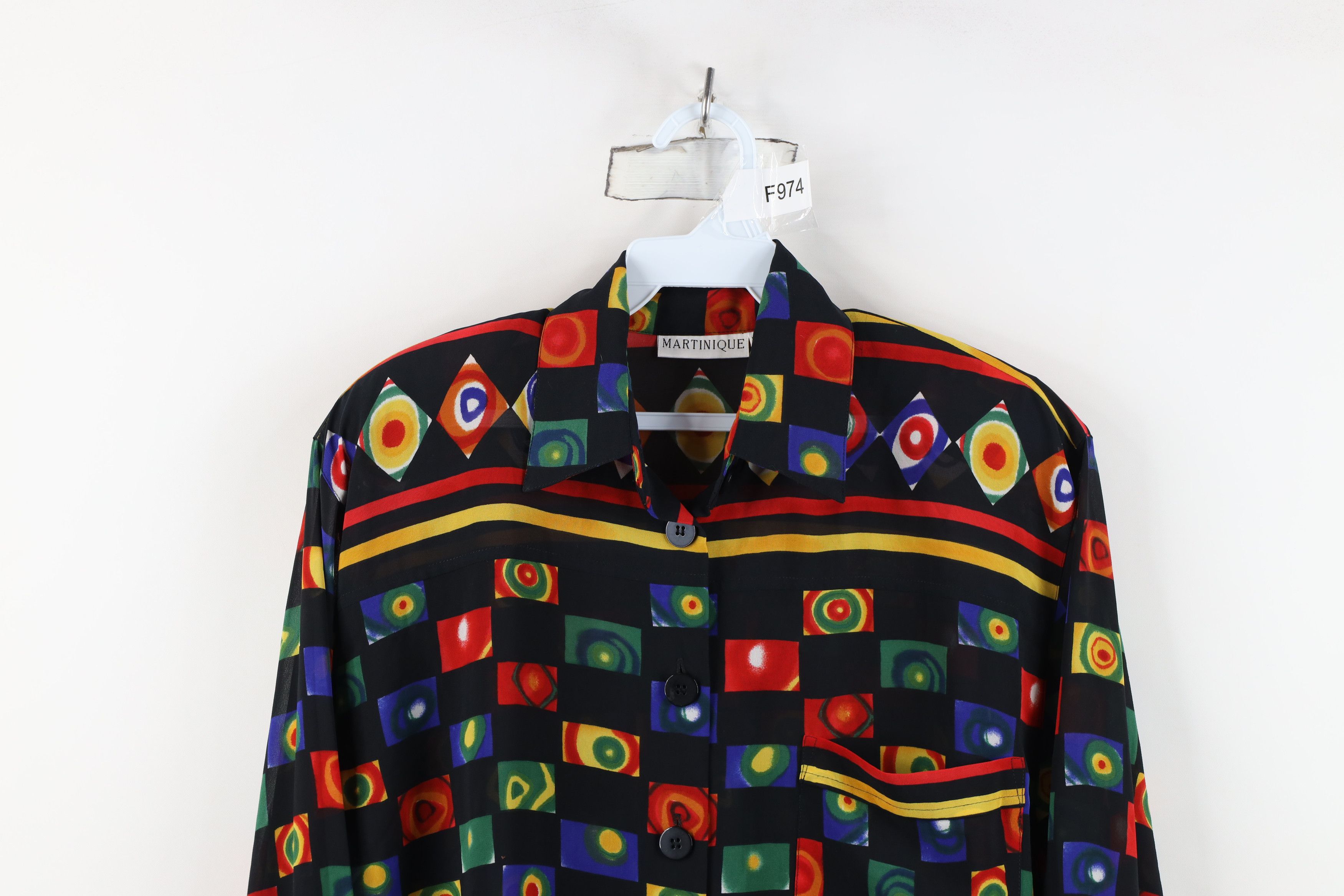 Vintage Vintage 90s Streetwear Geometric Collared Button Shirt Size M / US 6-8 / IT 42-44 - 2 Thumbnail
