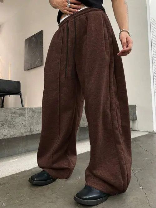 Japanese Brand × Vintage Brown loose fit sweatpants baggy Wide Leg Size US 32 / EU 48 - 1 Thumbnail